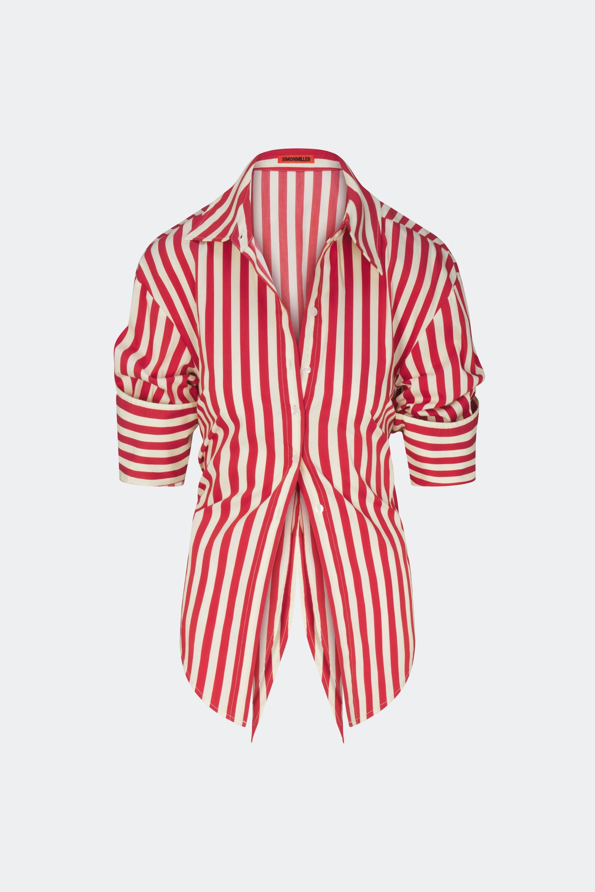 Loch Poplin Button Up in Venetian Red Stripe