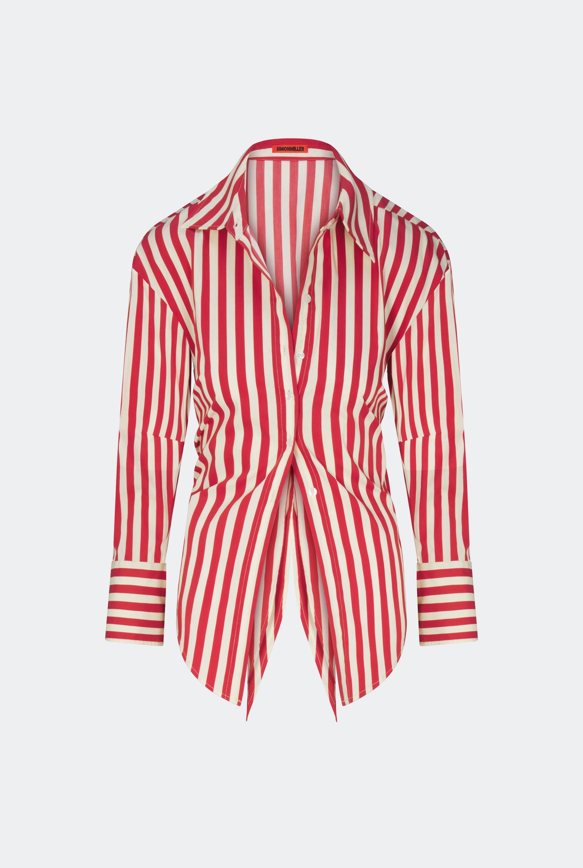 Loch Poplin Button Up in Venetian Red Stripe