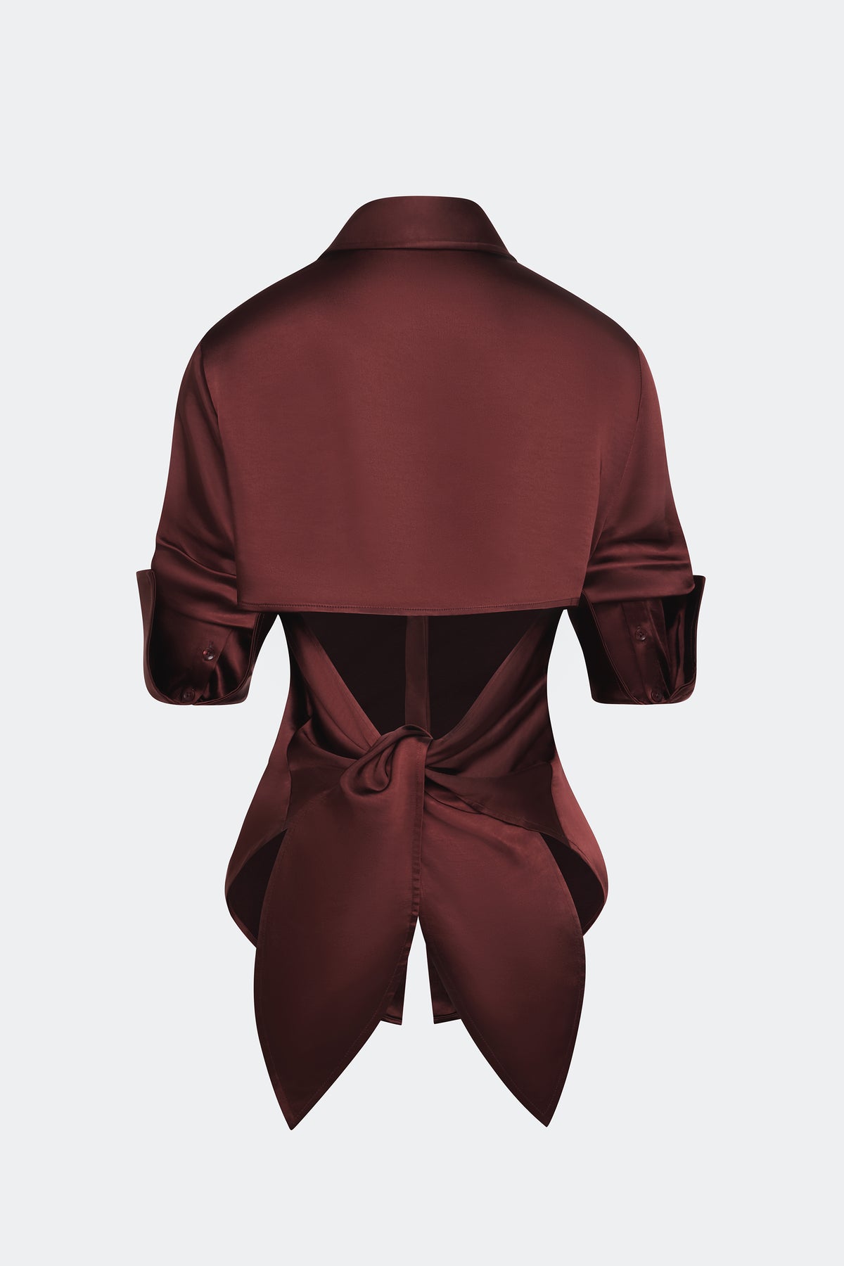 LOCH SATIN BUTTON UP IN CHOCO BROWN
