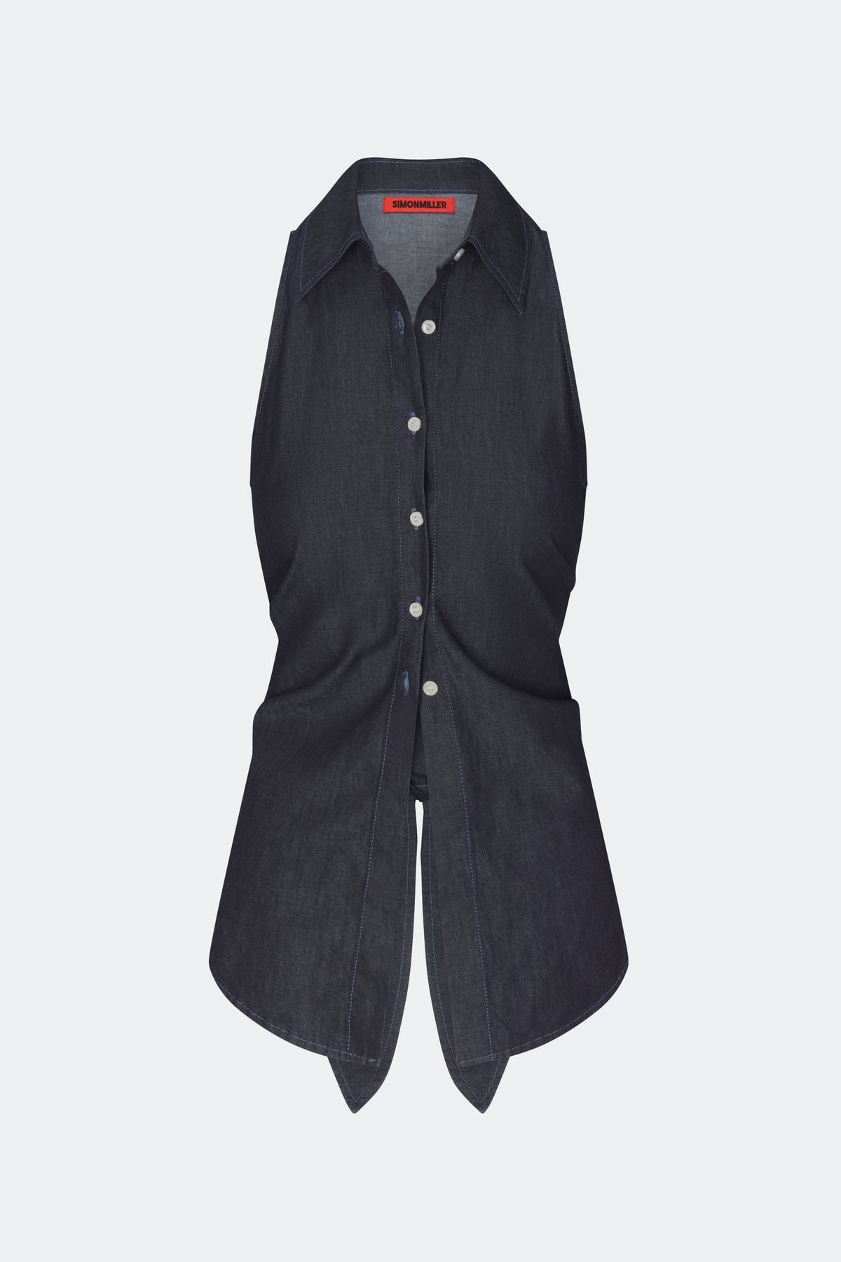 Loch Sleeveless Chambray Button Up in Indigo