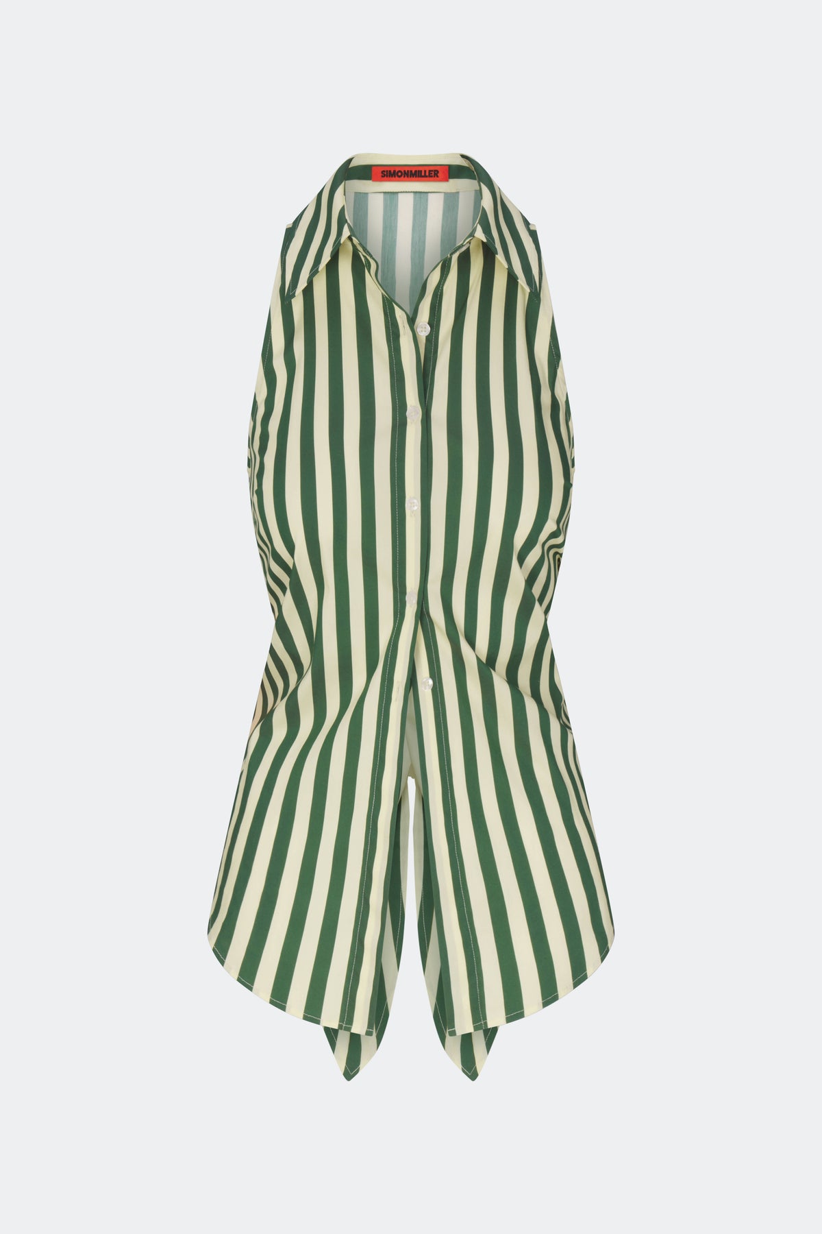 Loch Sleeveless Poplin Button Up in Gummy Green/Ecru