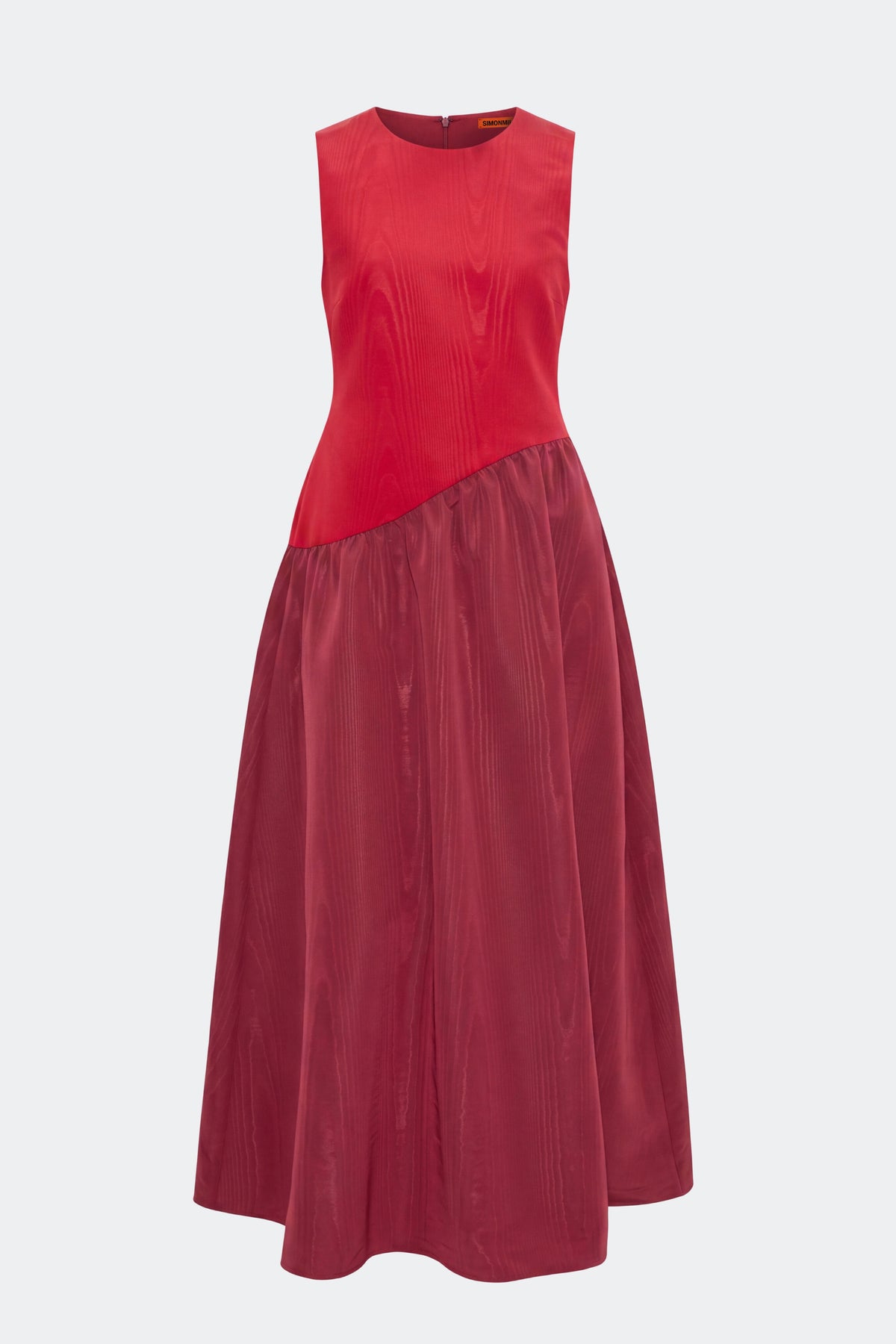 Laurel Moire Midi Dress In Pomegranate/Bordeaux