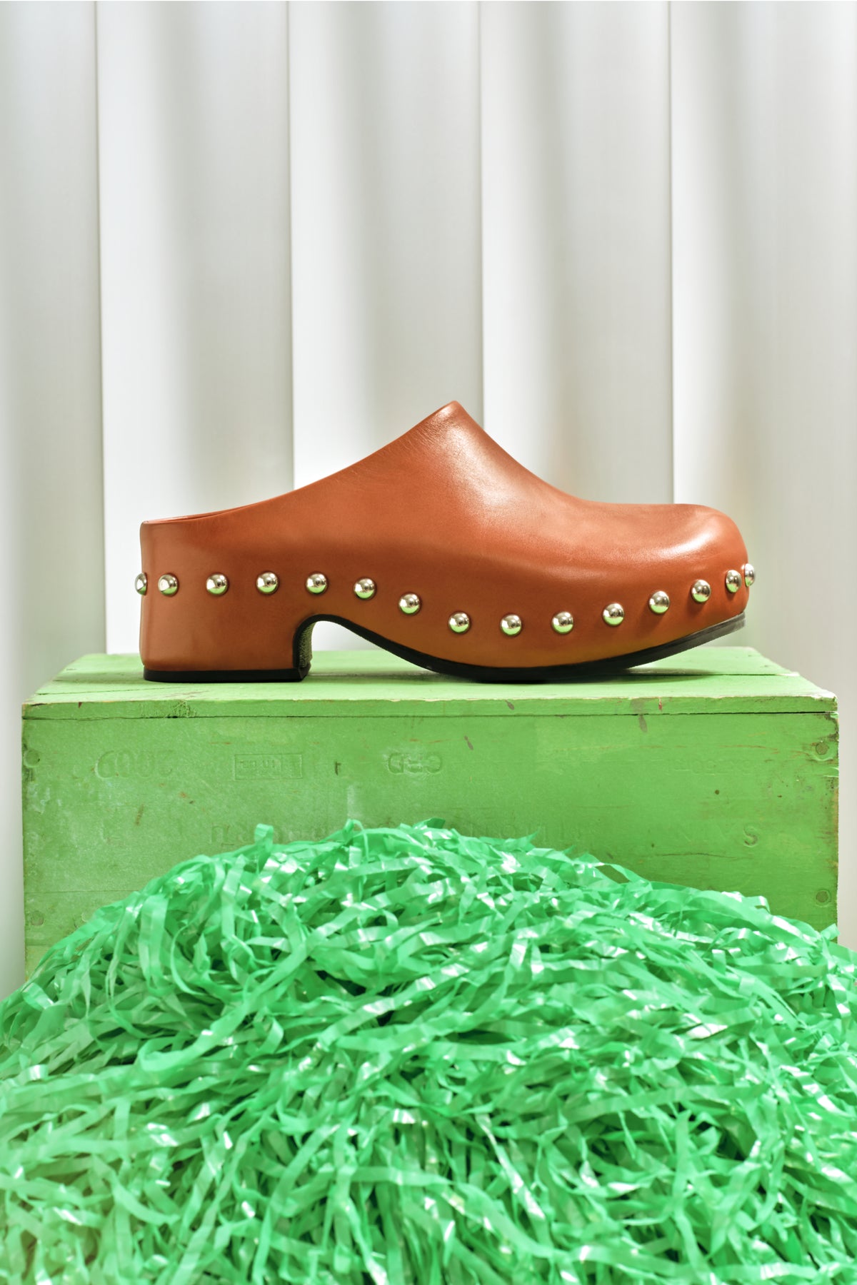 Leather Studded Rio Clog In Sepia/Silver