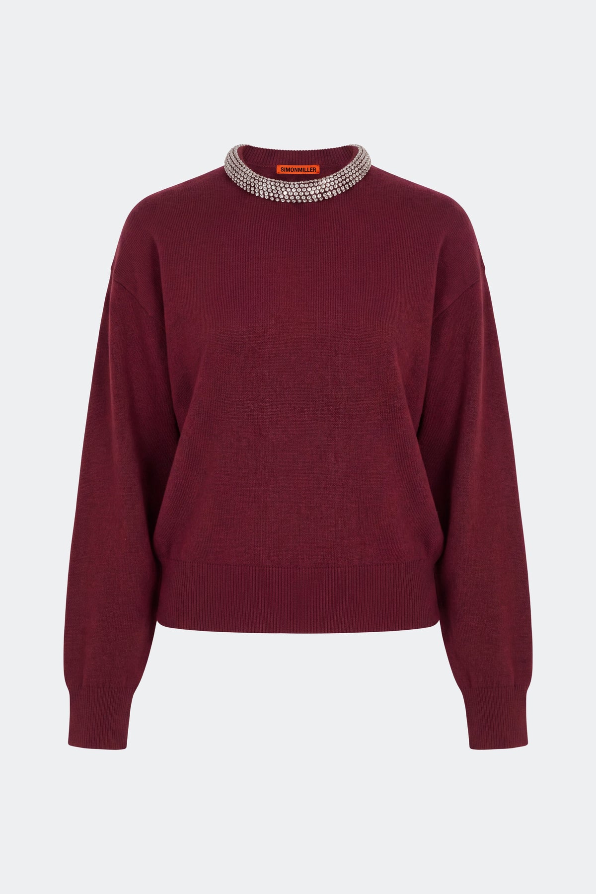 Lillian Embellished Sweater In Bordeaux