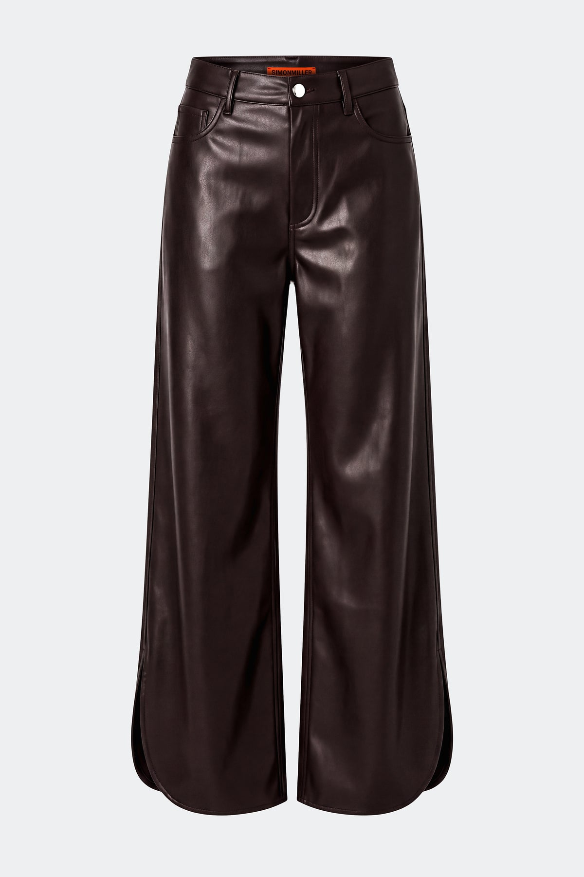 Livia Vegan Leather Pant In Dark Choco Brown