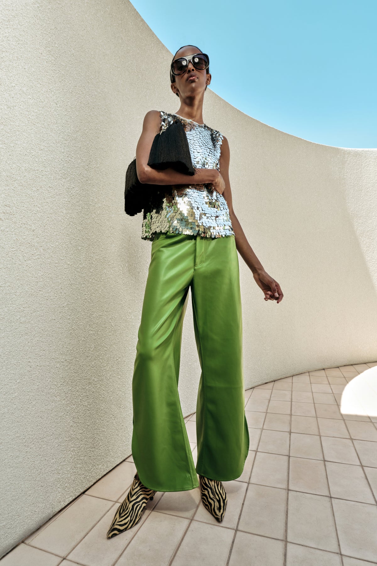 Livia Vegan Leather Pant In Matcha