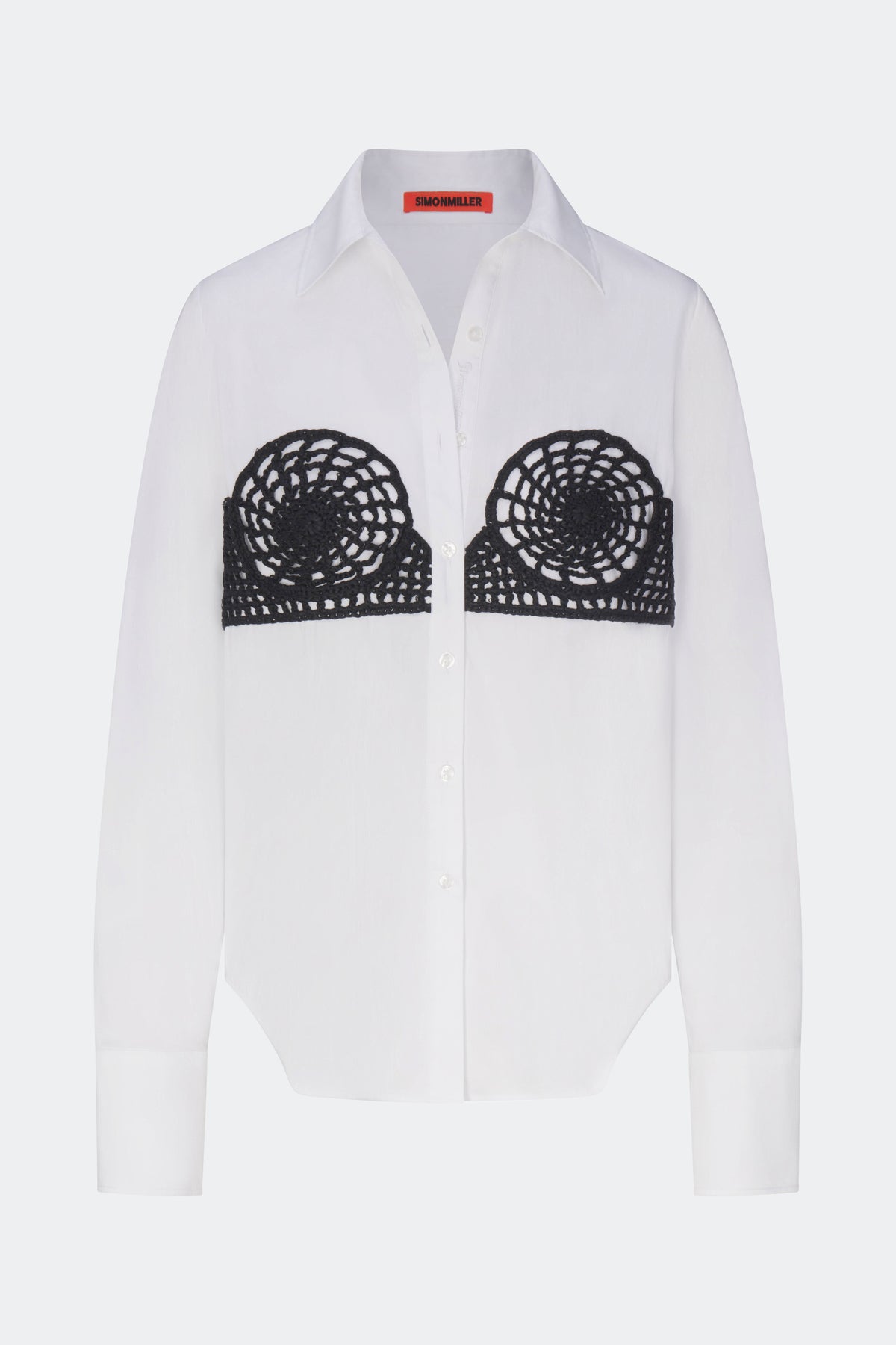 Maren Poplin Crochet Button Up in Macadamia