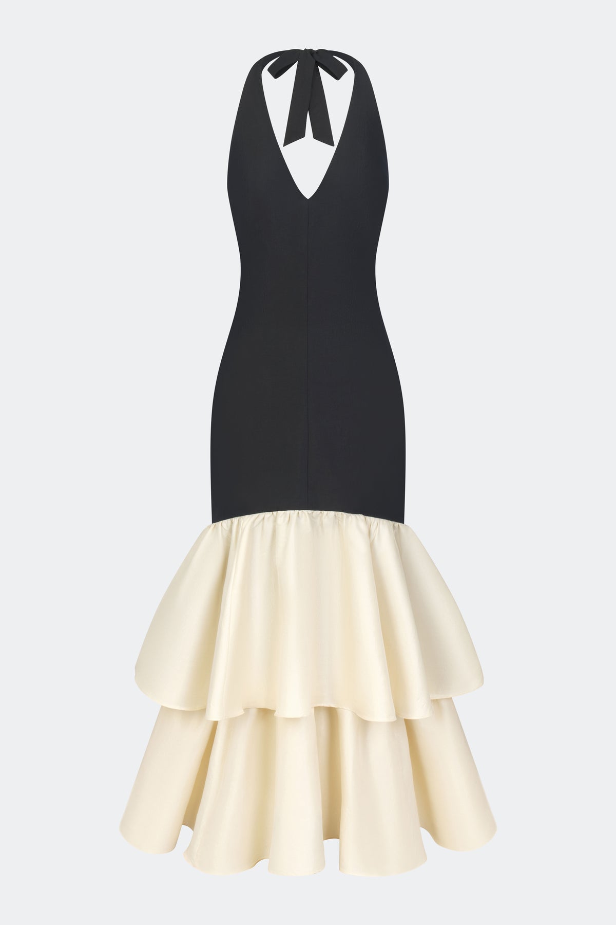 Magnolia Taffeta Halter Dress In Black/Bone