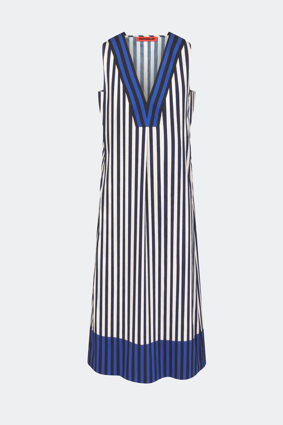 Mar Poplin Dress In Cobalt Stripe Combo