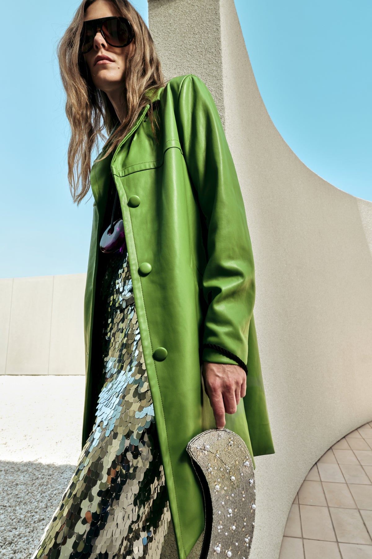 Margot Vegan Leather Jacket In Matcha