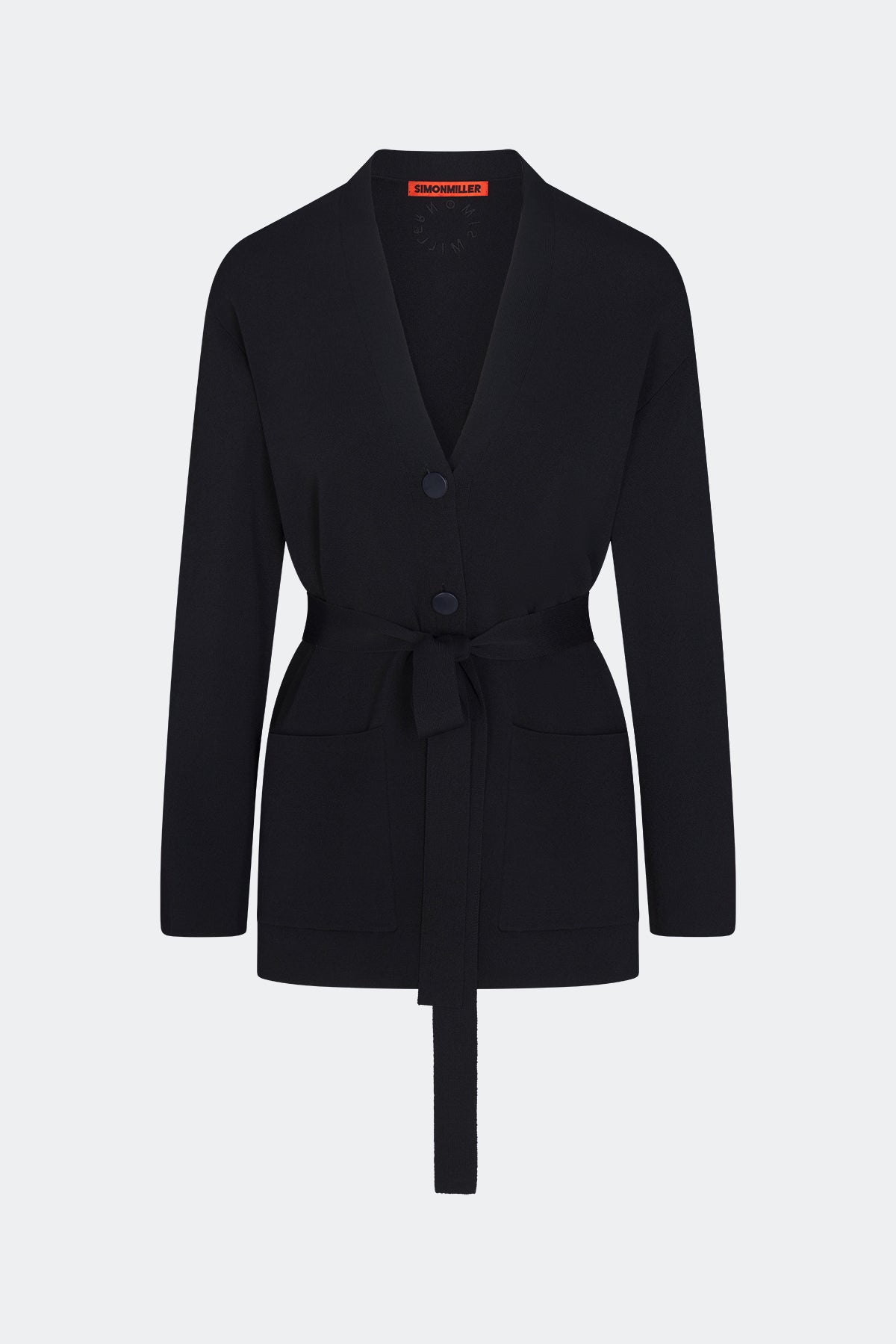Max Belted Knit Cardigan In Black