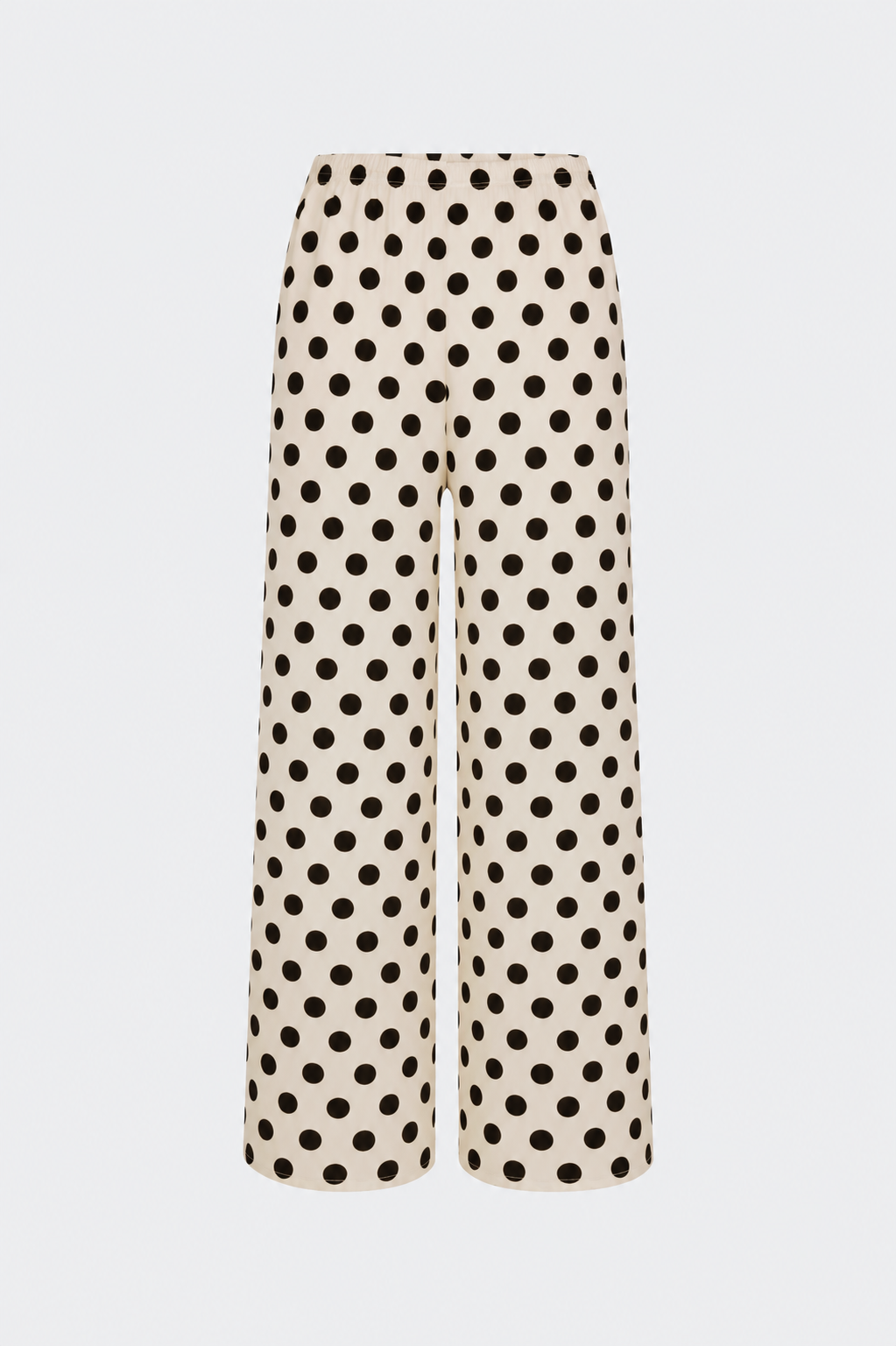 Nella Crepe Wide Leg Pant In Macadamia/Black Polka Dot