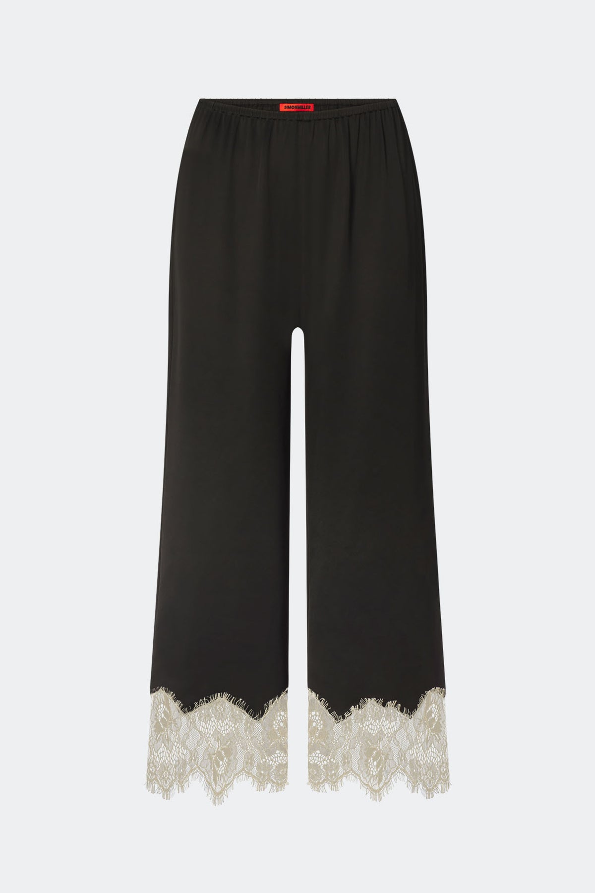 Nella Satin Lace Pant In Black/Bone
