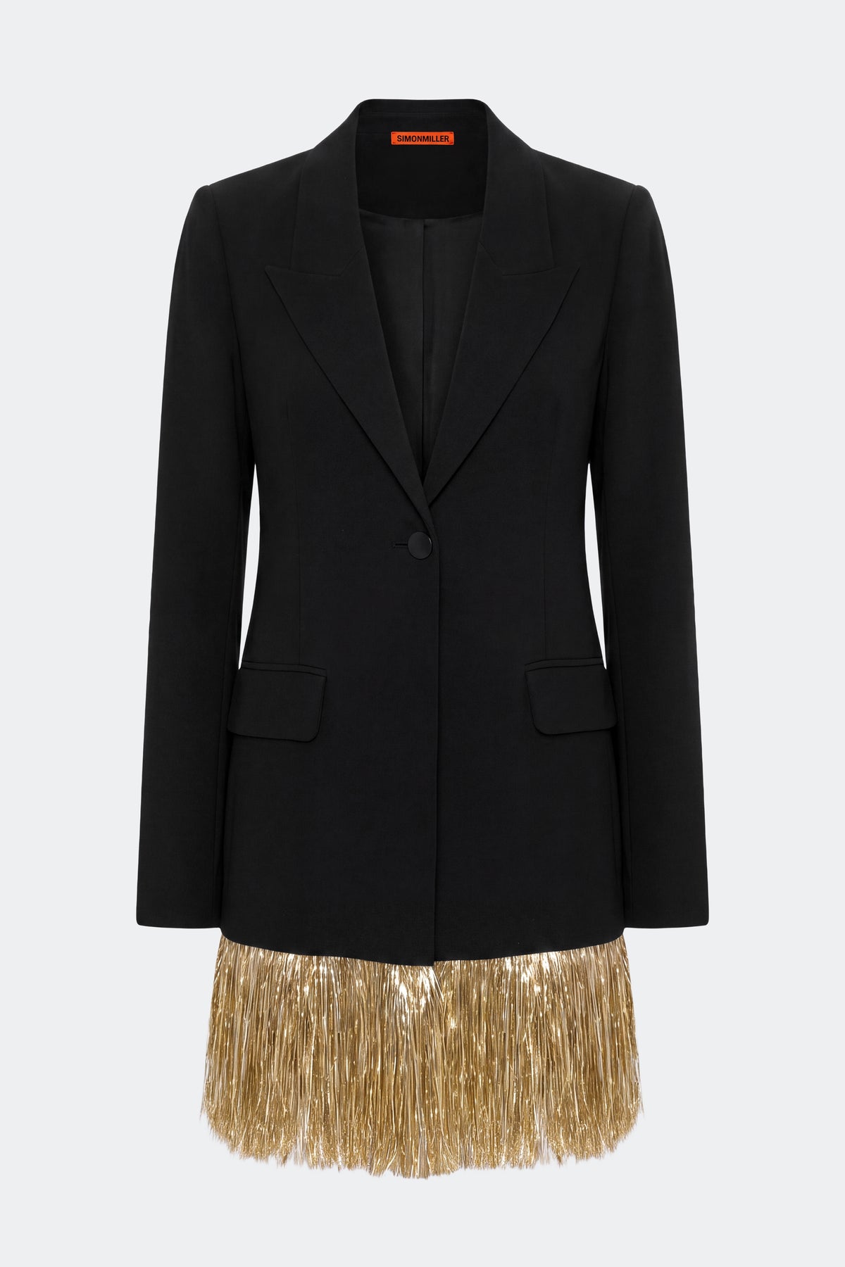 Odette Crepe Fringe Blazer In Black