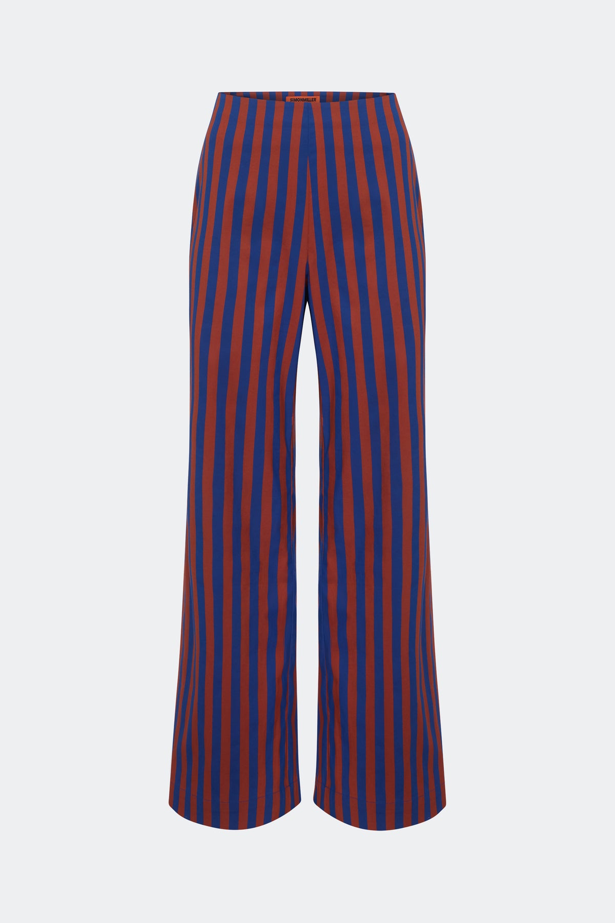 Pia Poplin Pant In Navy/Henna Stripe
