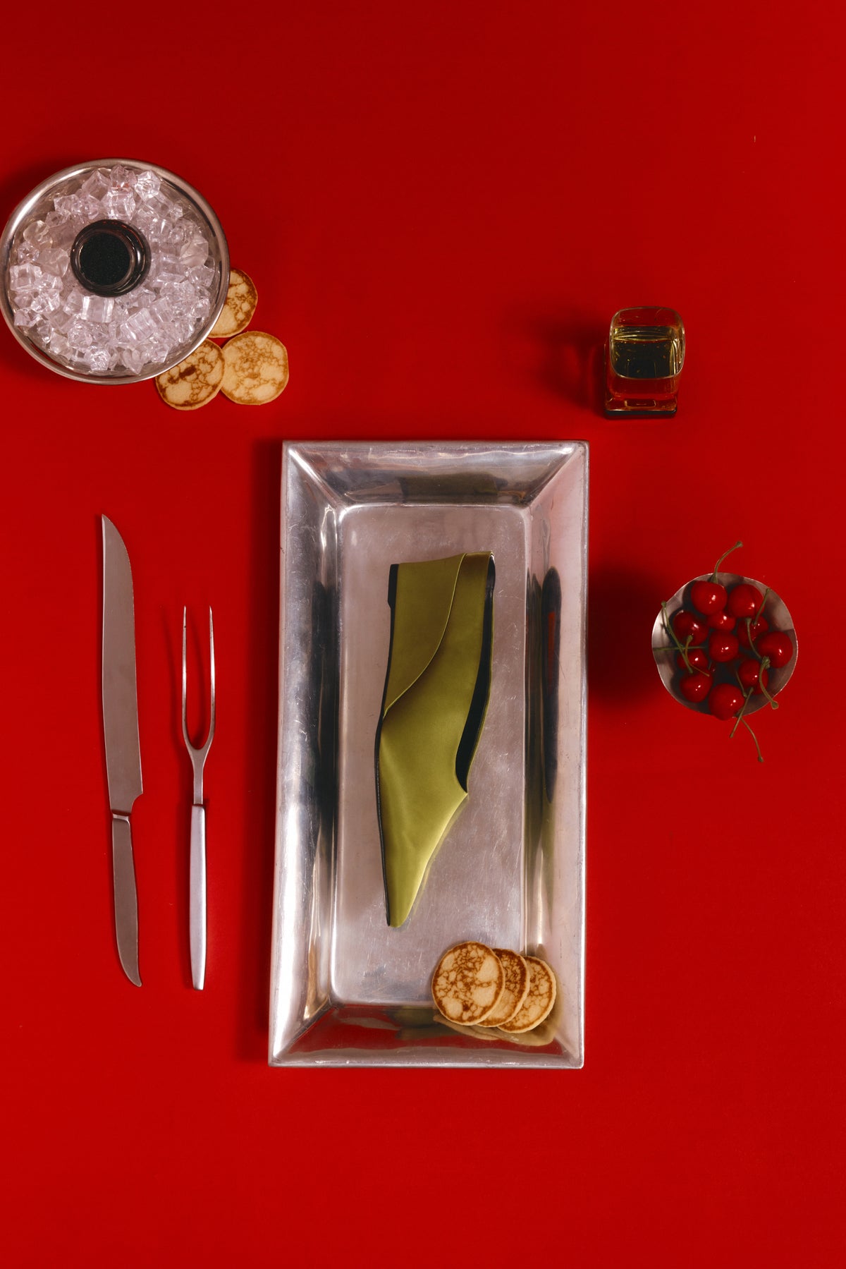 Satin Pointed Gala Wedge In Moss