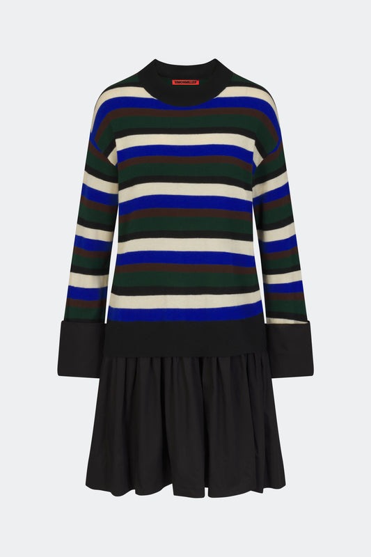 Pip Poplin Combo Dress In Rugby Stripe