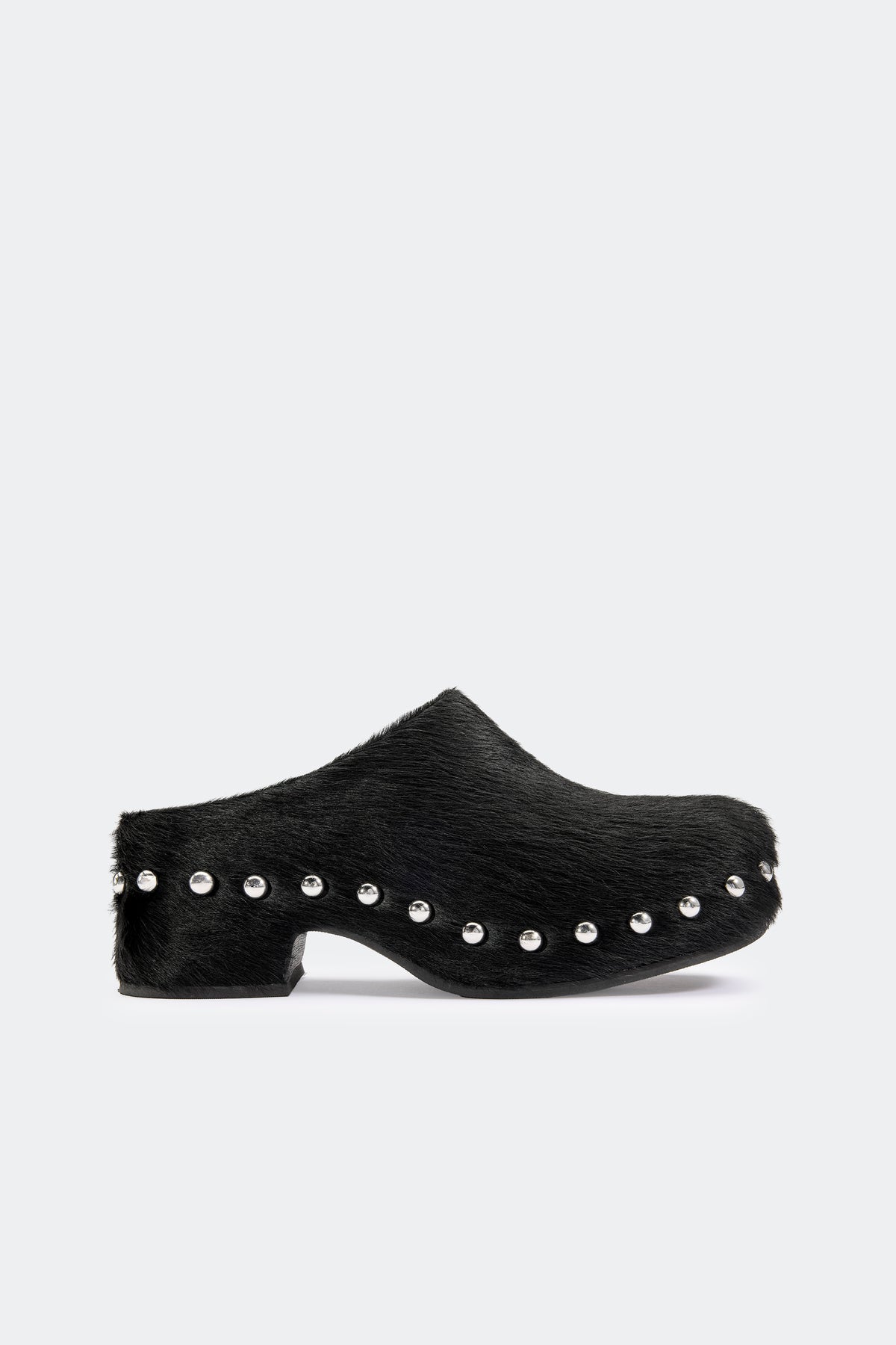 Haircalf Studded Rio Clog In Black/Silver