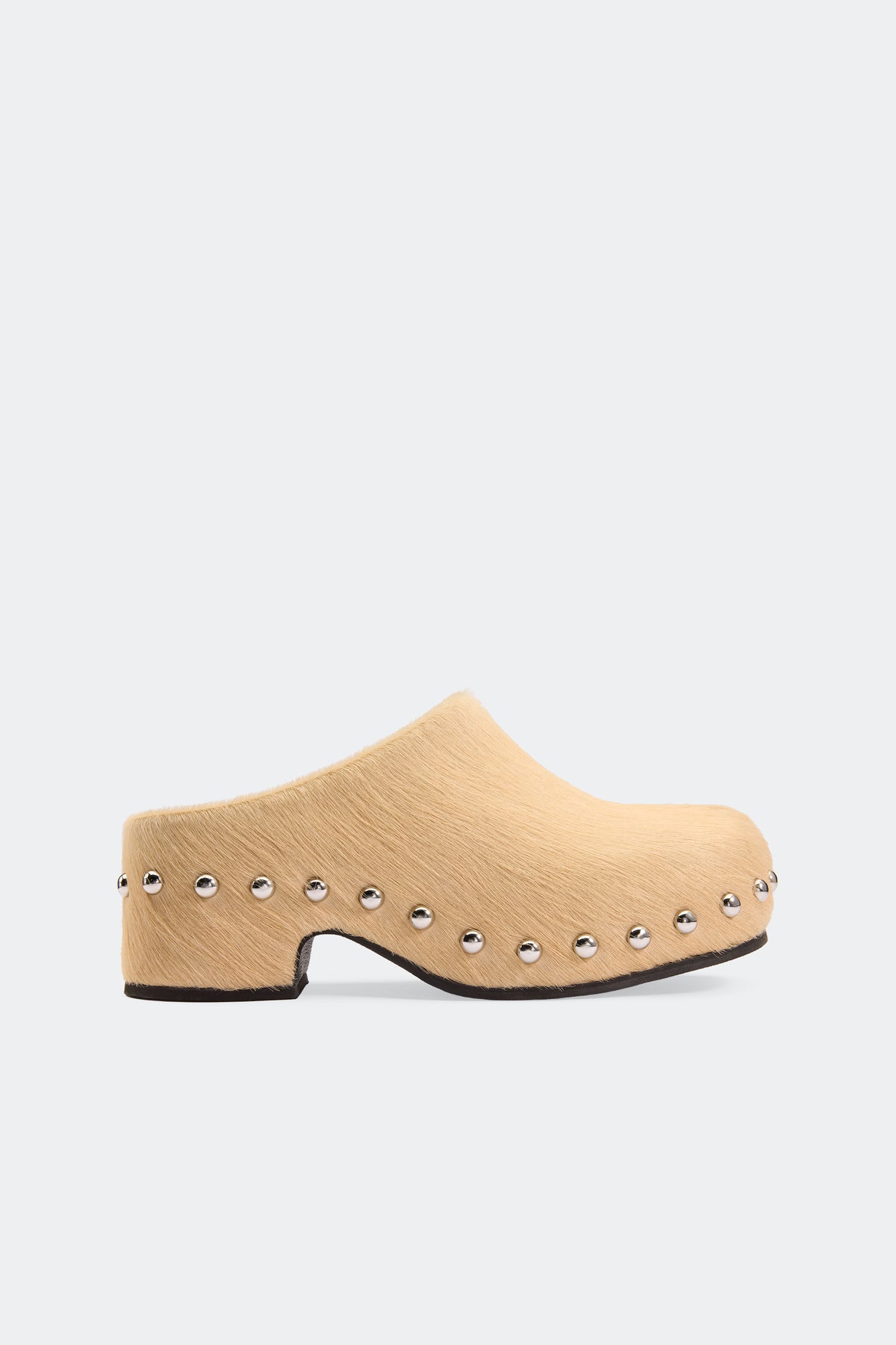 Haircalf Studded Rio Clog In Ecru/Silver