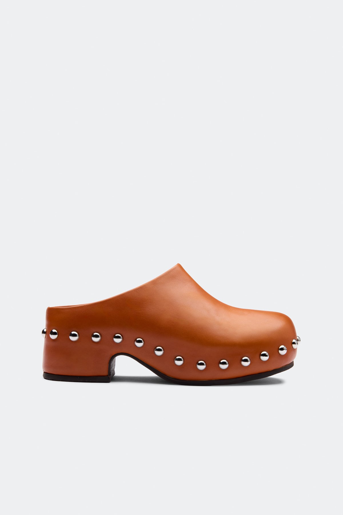 Leather Studded Rio Clog In Sepia/Silver