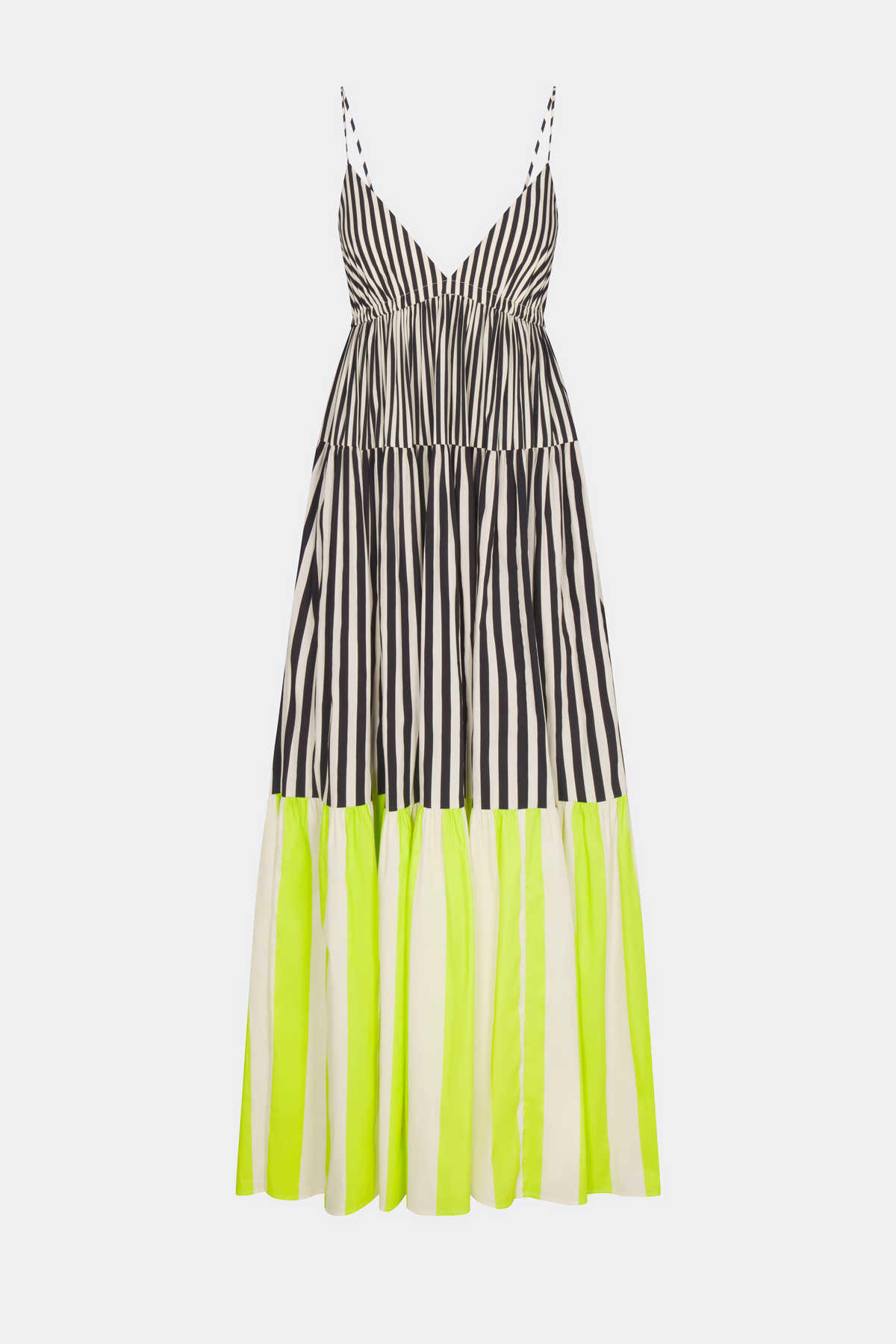 Romi Poplin Dress In Black/Cream/Lime Multi