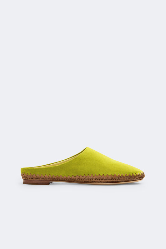 Riad Slipper In Moss Green/Natural