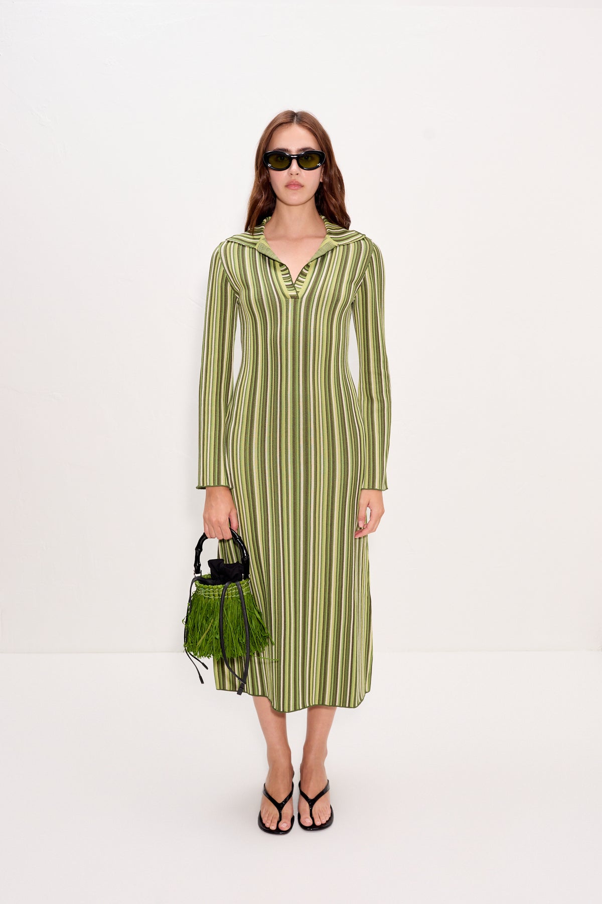 Reade Polo Dress In Landscape Multi Stripe