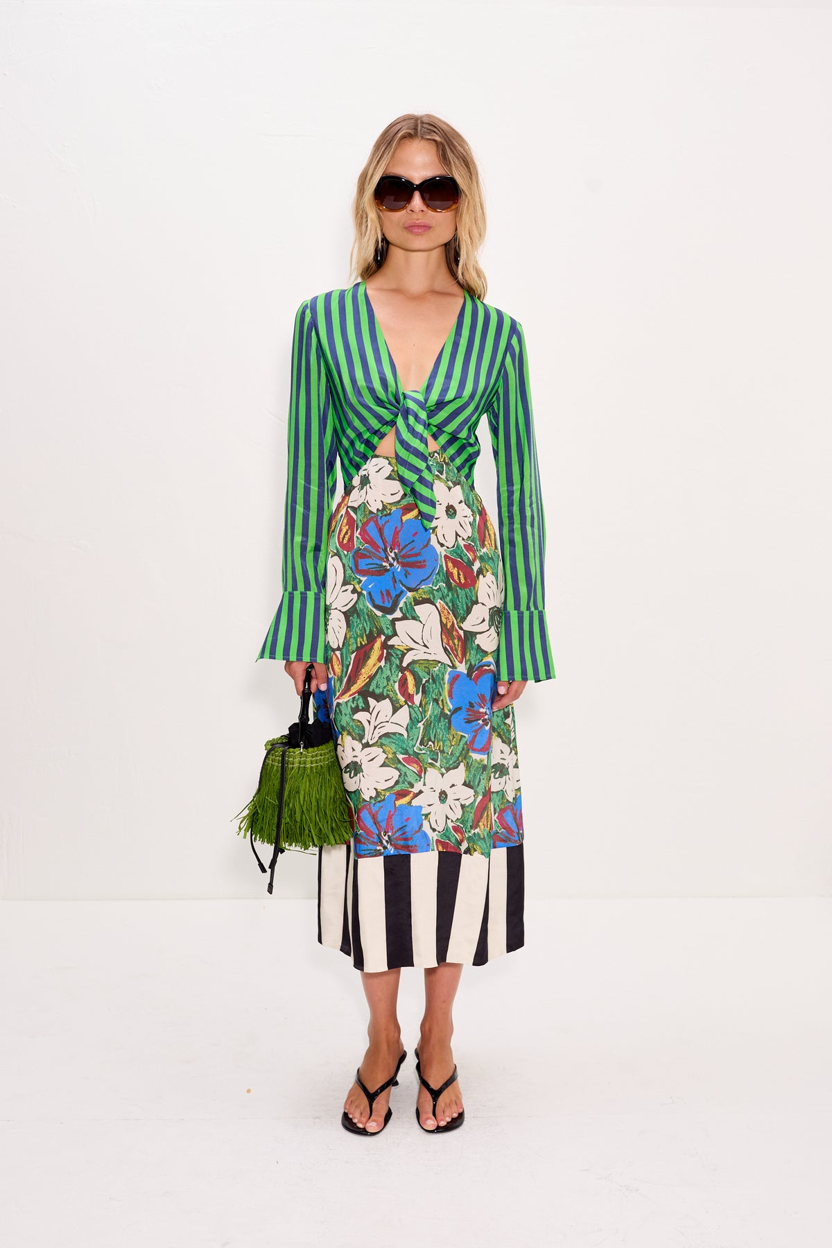 Zelene Maxi Dress In Tropical Floral Print Combo