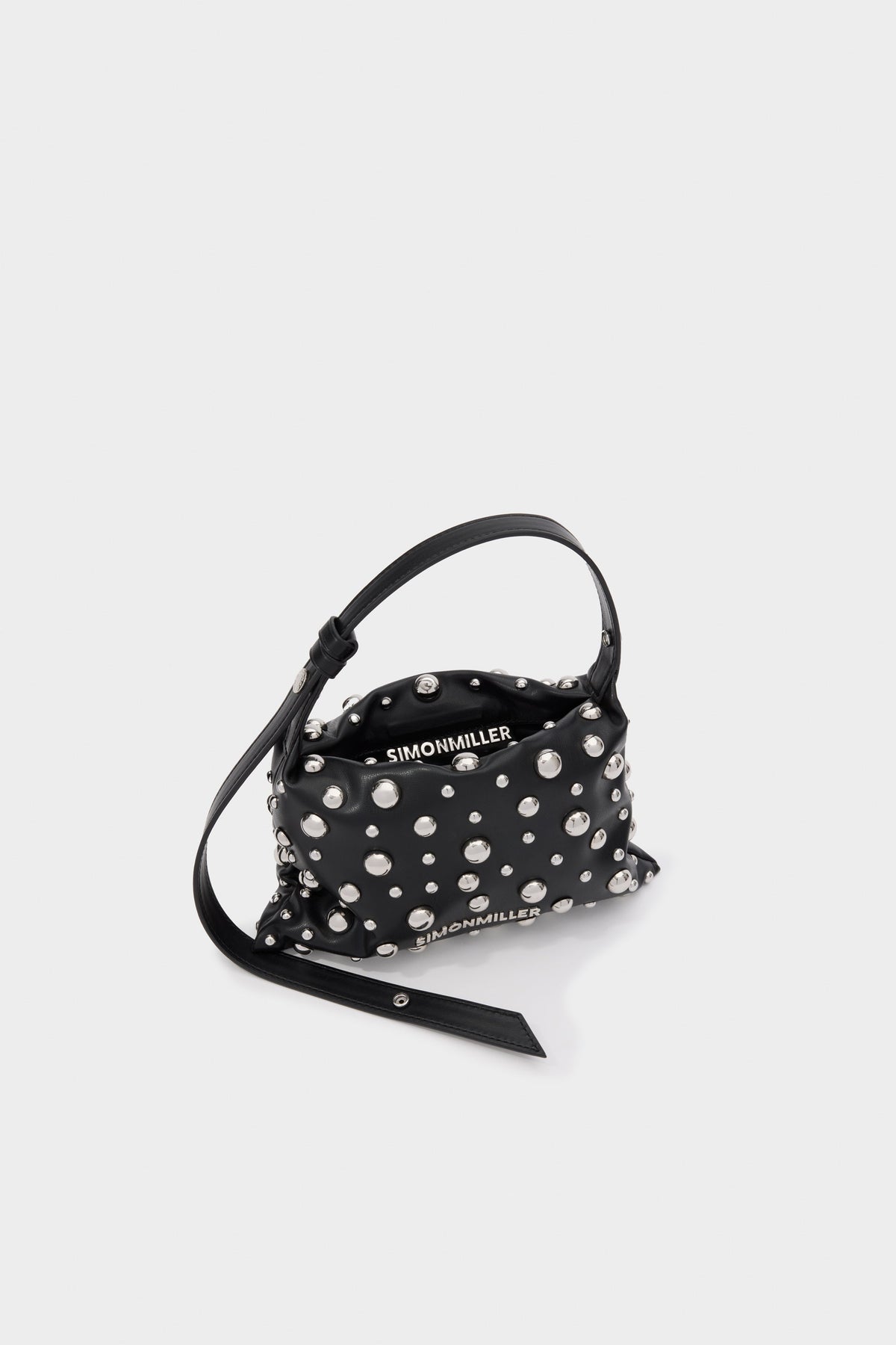 STUDDED MINI PUFFIN IN BLACK/SILVER