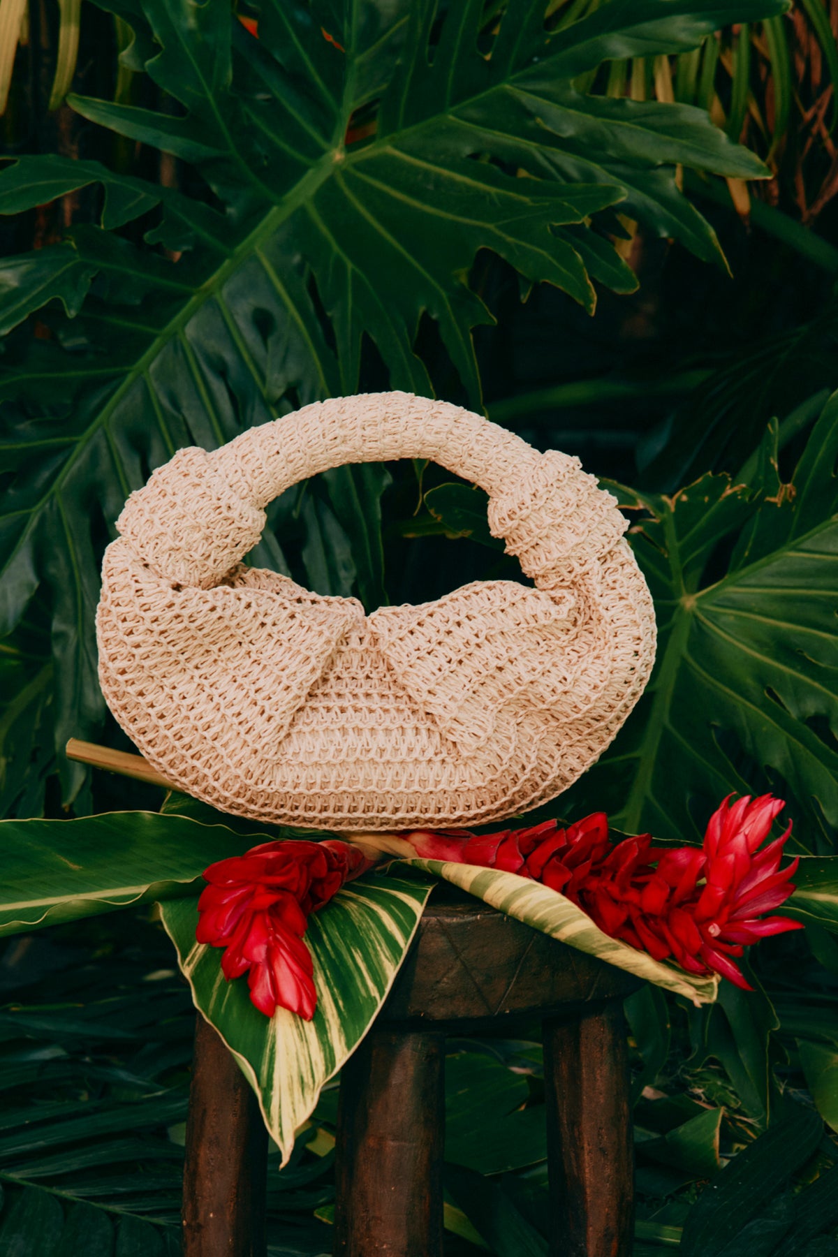 Raffia Lopsy Bag In Milk