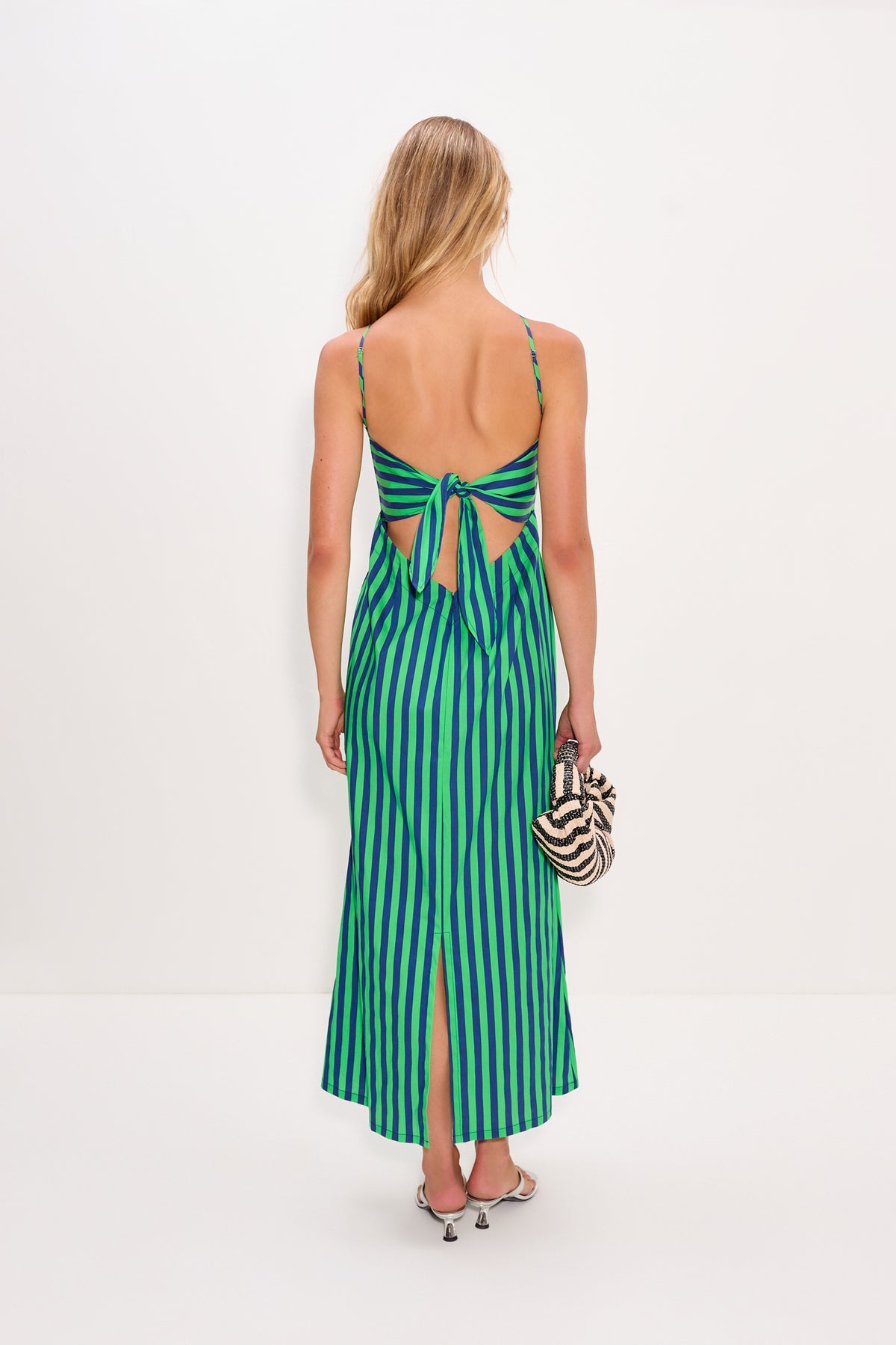 Kit Poplin Dress In Navy/Grass Green