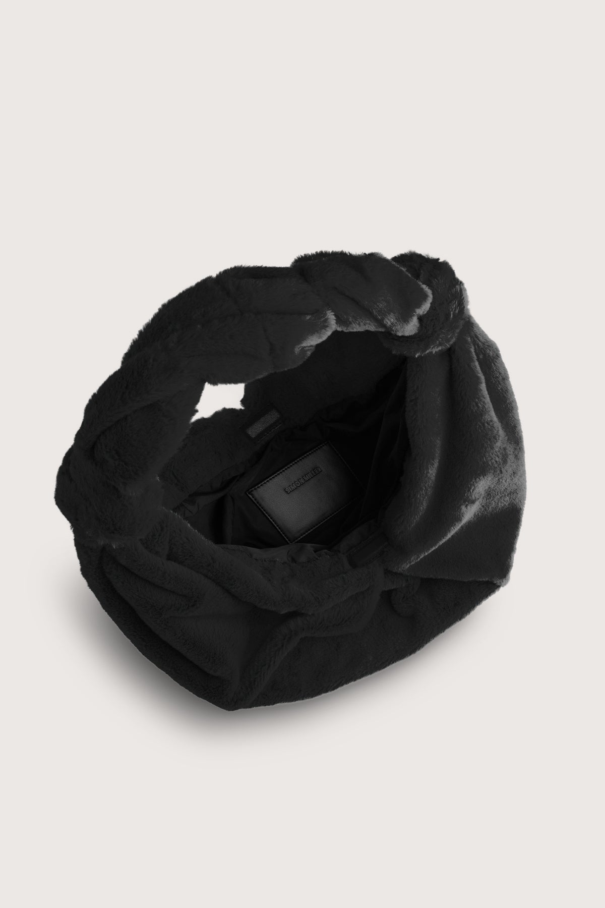 Furry Large Lopsy Bag in Black (Short Hair)