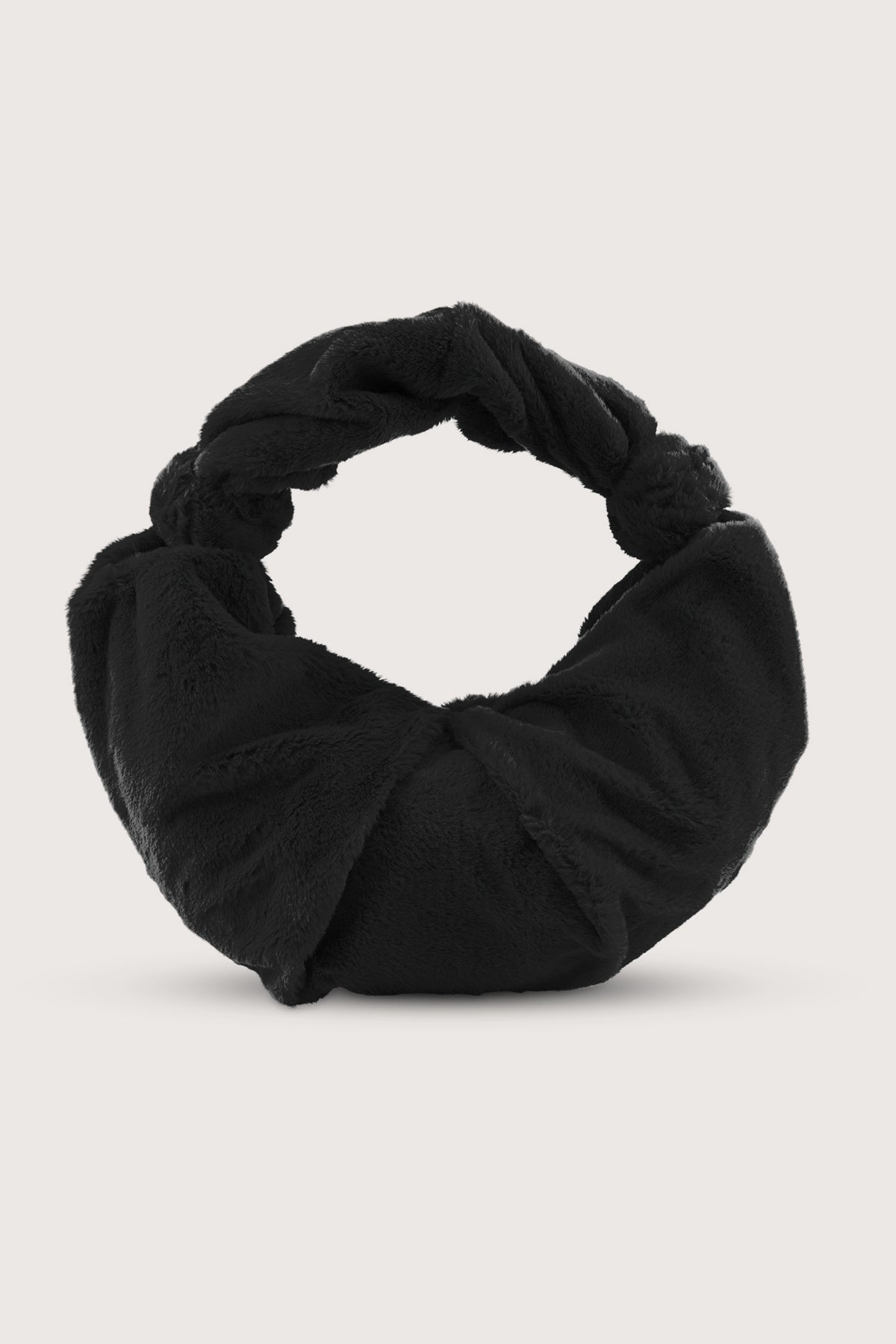 Furry Large Lopsy Bag in Black (Short Hair)