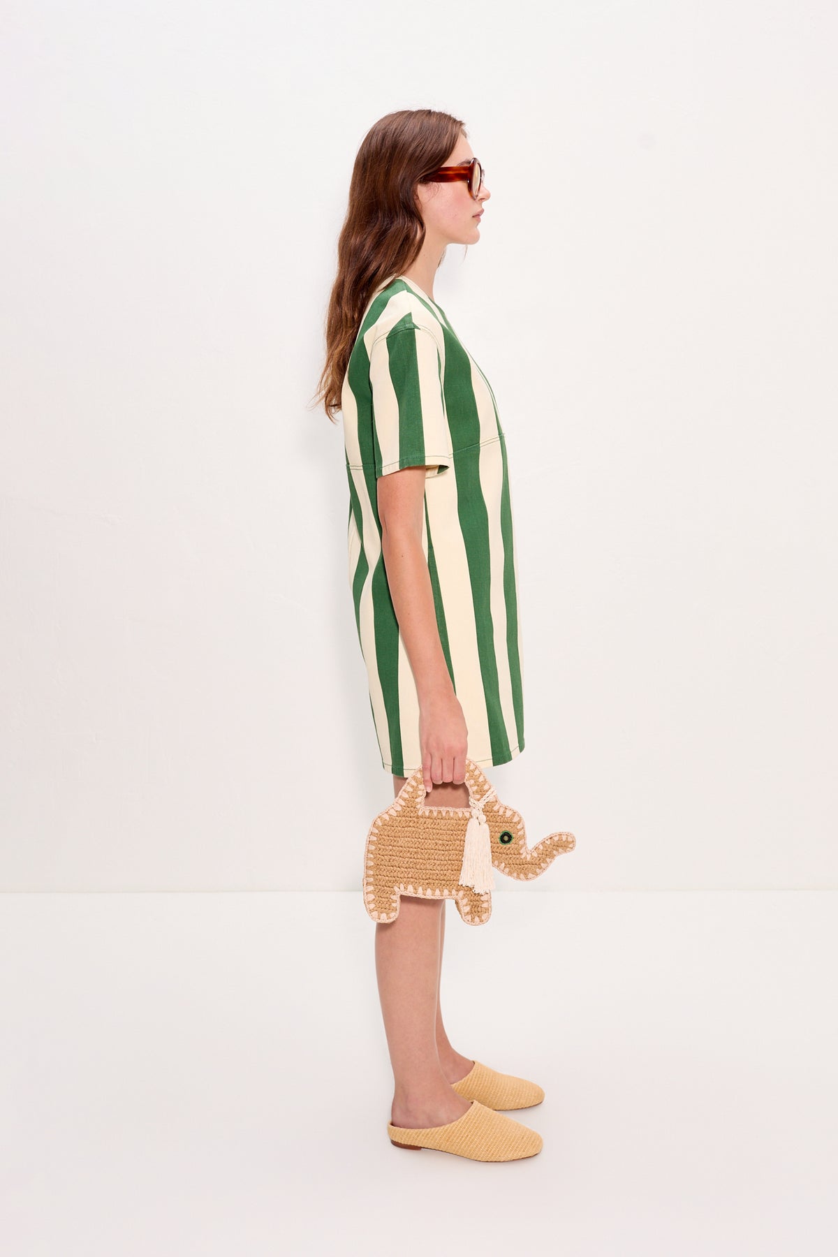 Sahara Short Sleeve Mini Dress In Gummy Green/Ecru