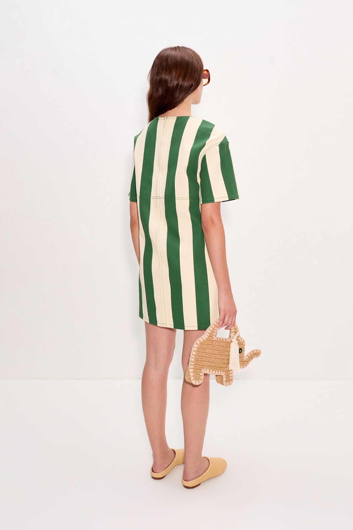 Sahara Short Sleeve Mini Dress In Gummy Green/Ecru