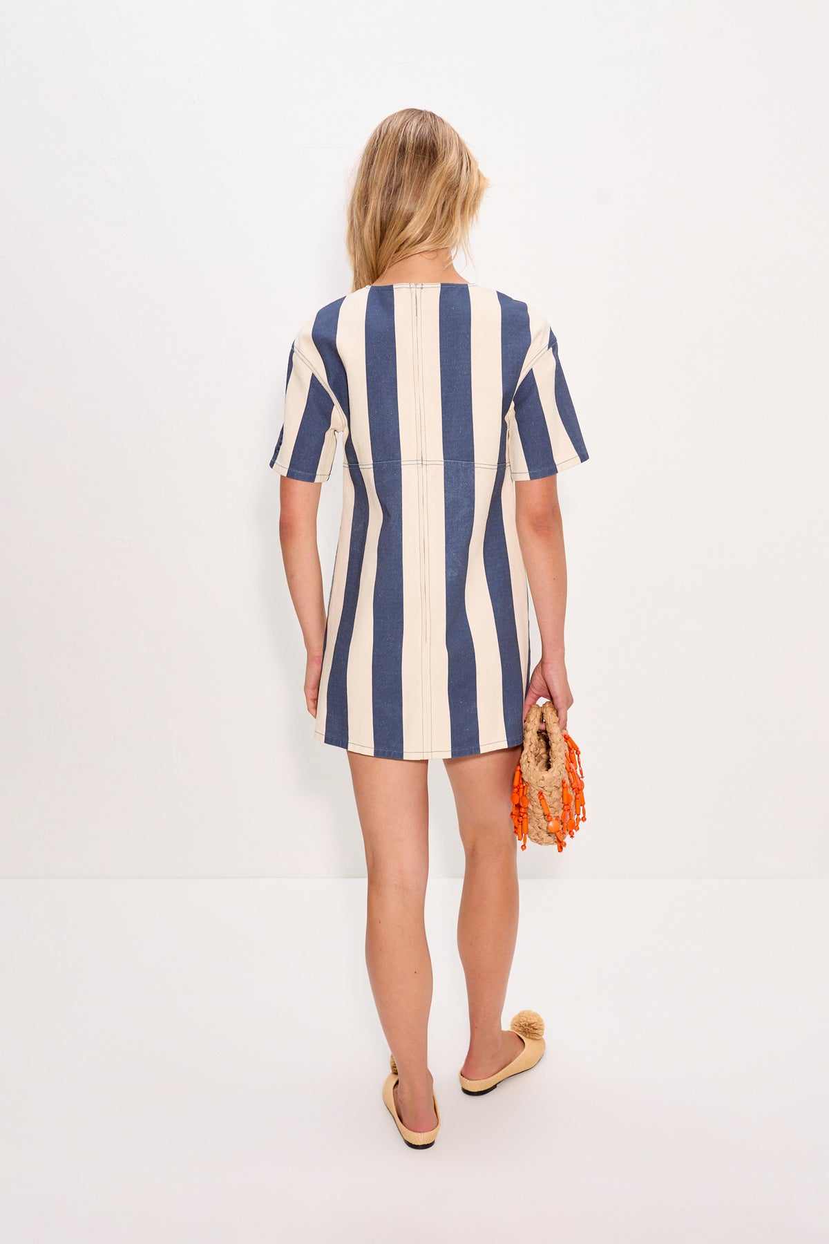 Sahara Short Sleeve Mini Dress In Navy/Cream