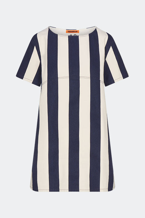 Sahara Short Sleeve Mini Dress In Navy/Cream