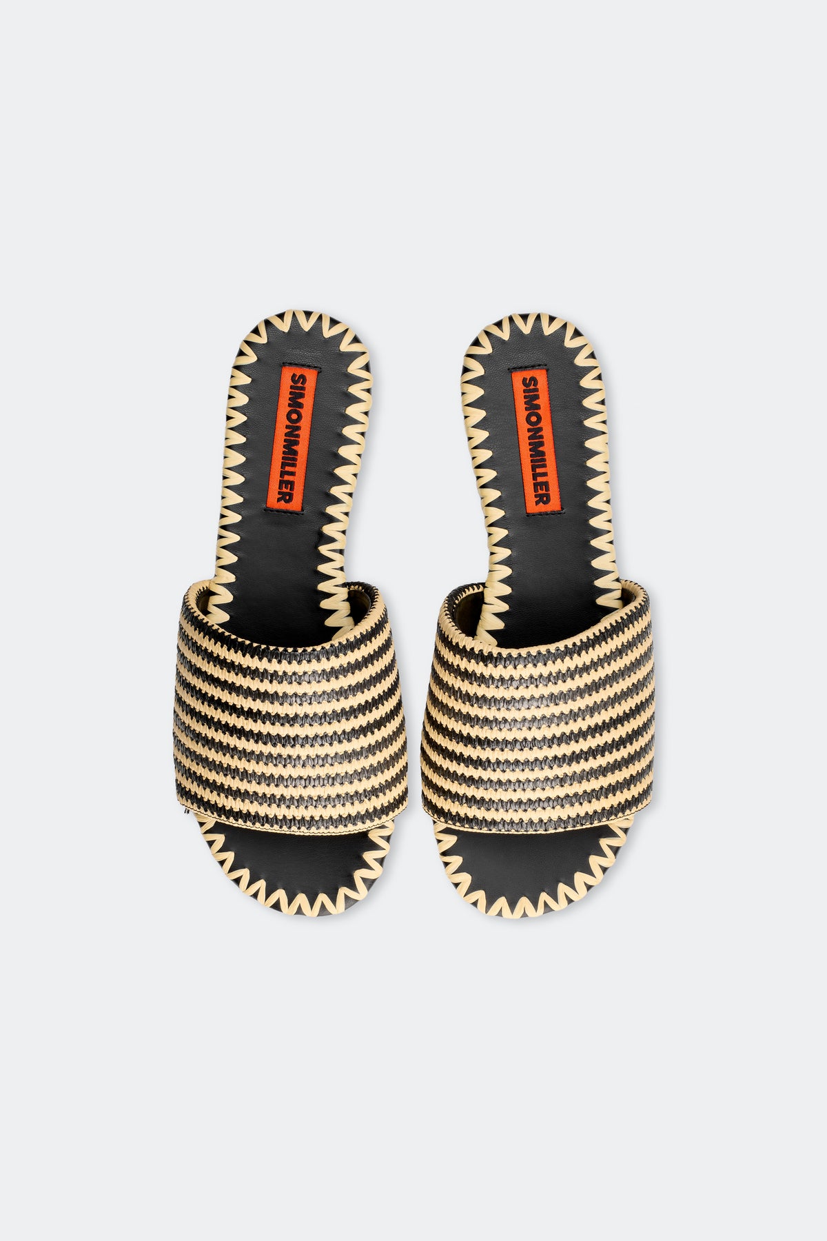 Stripe Raffia Salerno Sandal in Black/White Micro Stripe
