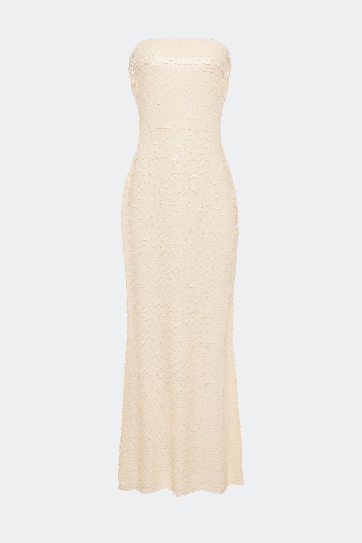 Sculpty Strapless Sequin Dress In Bone
