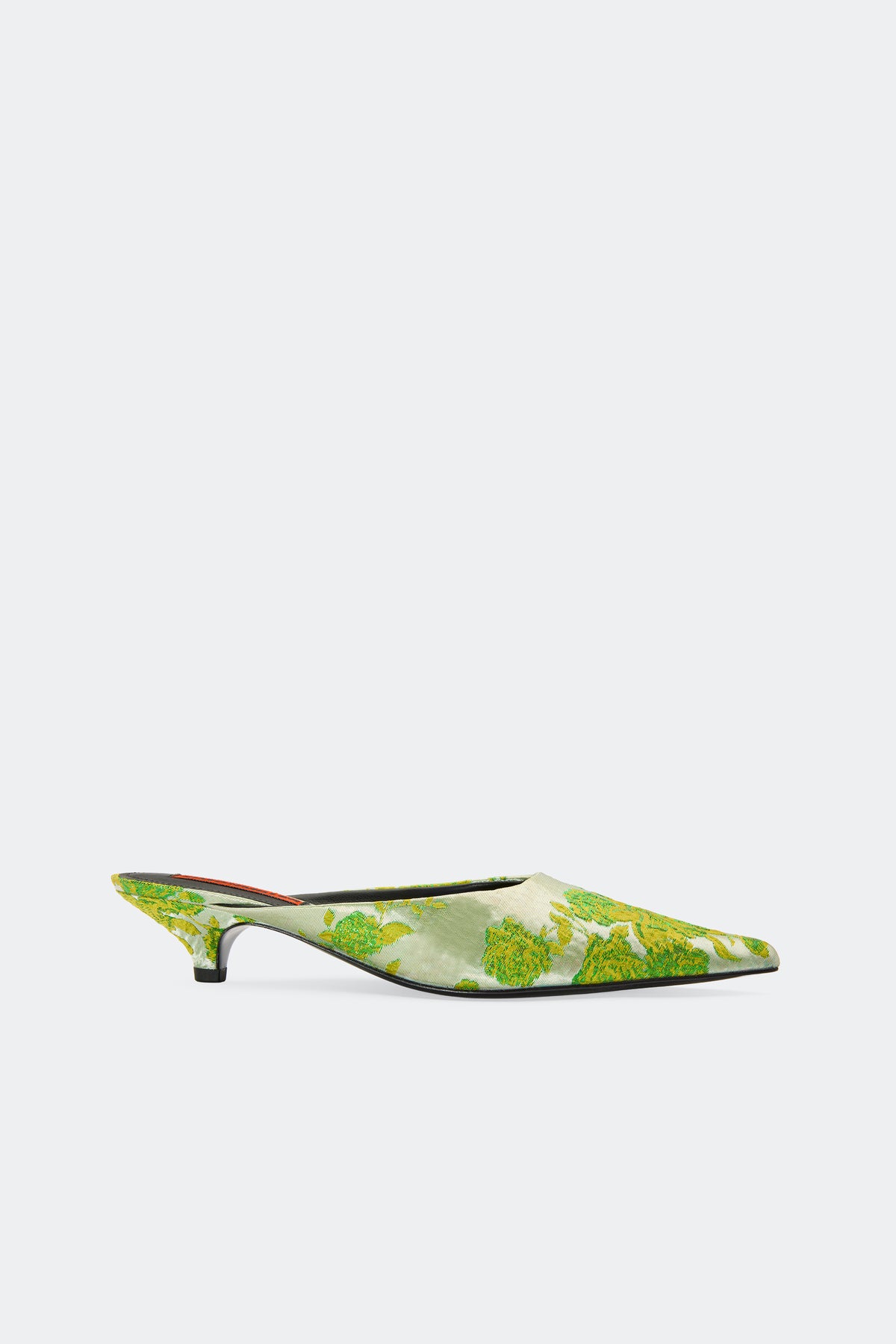 Arrow Mule in Floral Green Jacquard
