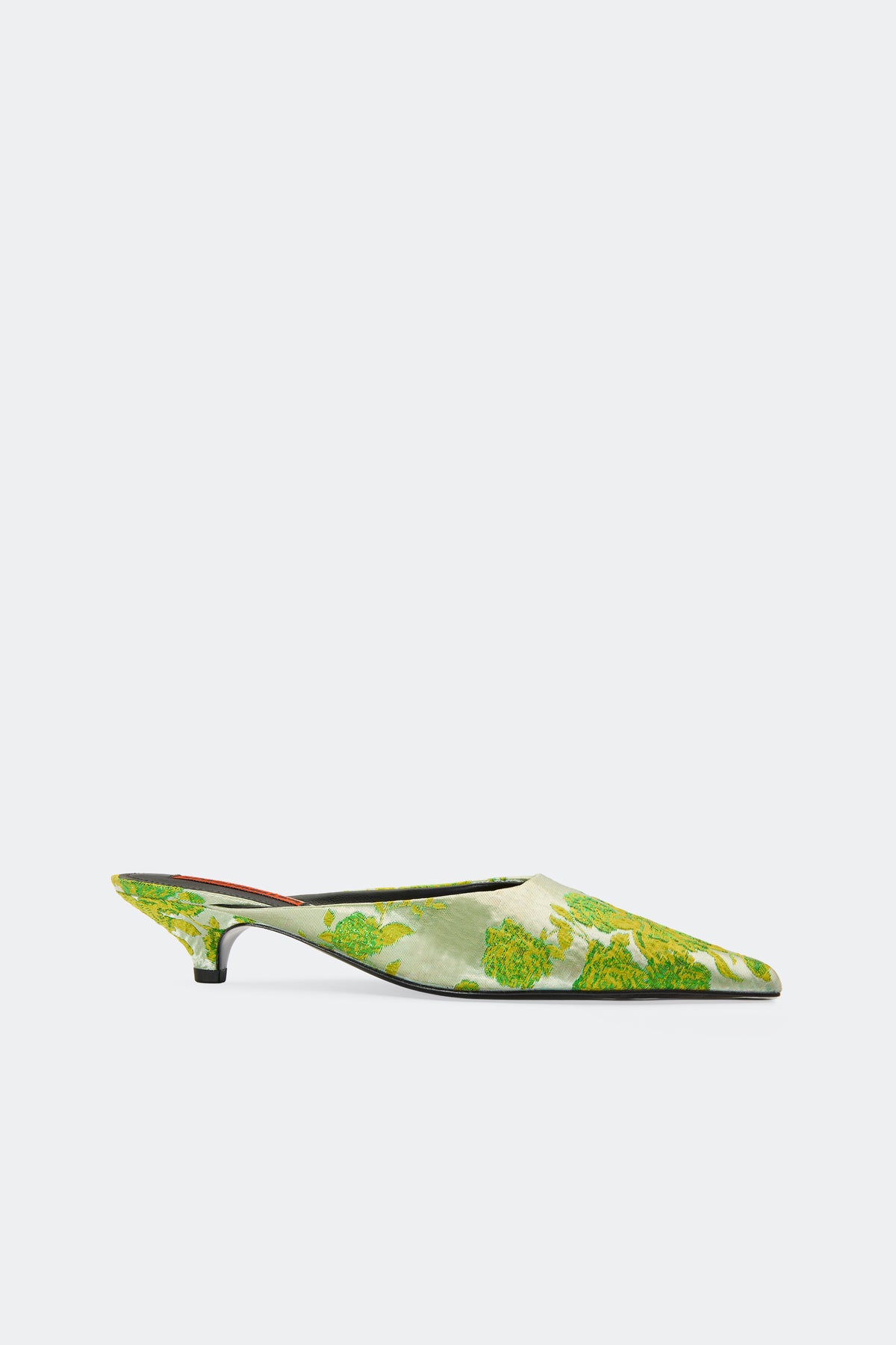 Arrow Mule in Floral Green Jacquard