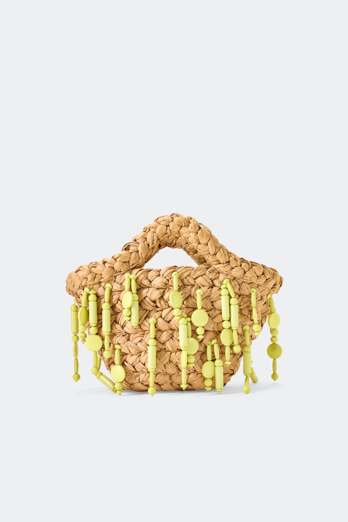 Beaded Shelly Bag in Natural/Lime