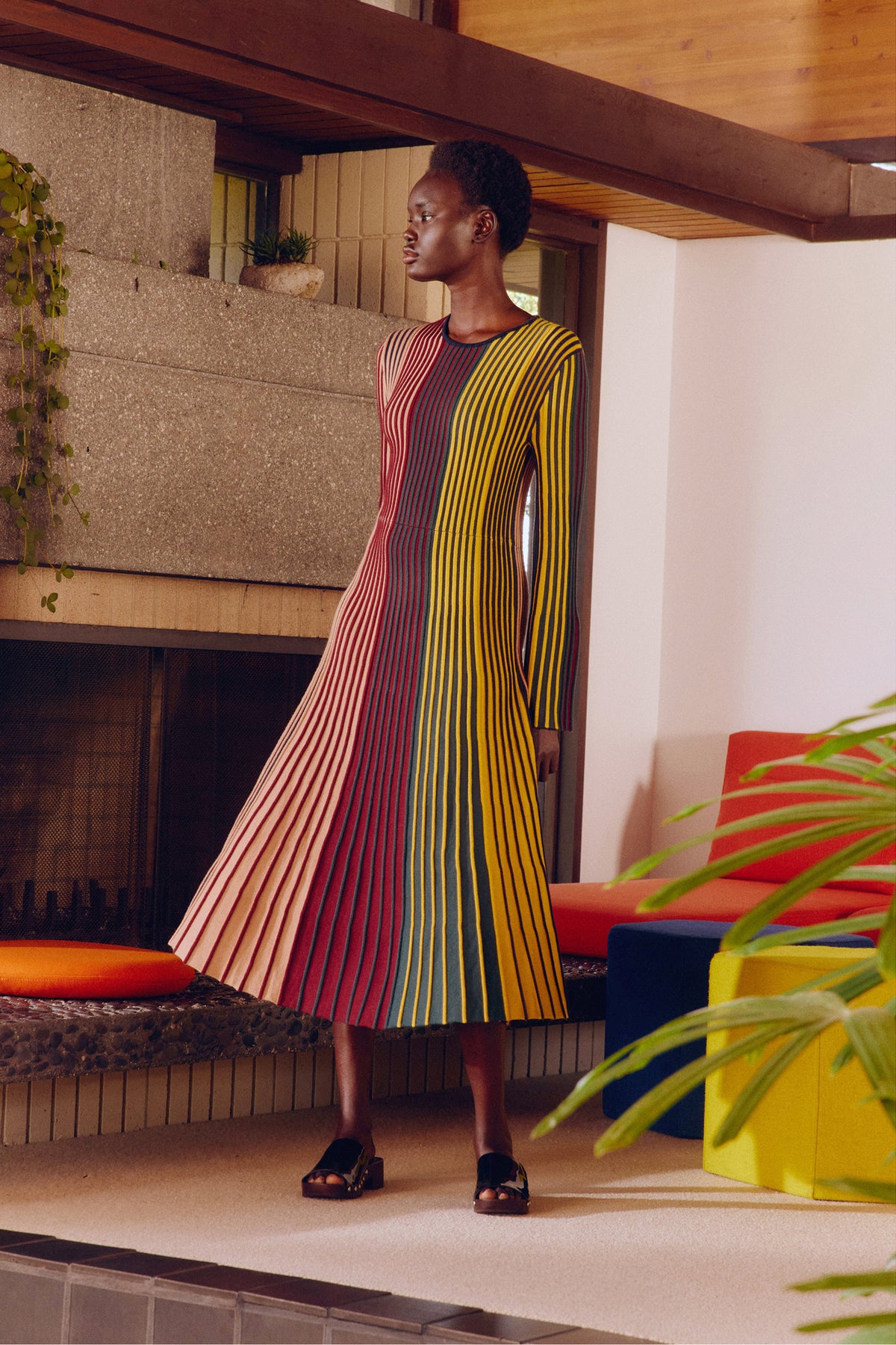 CELIA KNIT DRESS IN MULTI COLOR RIB