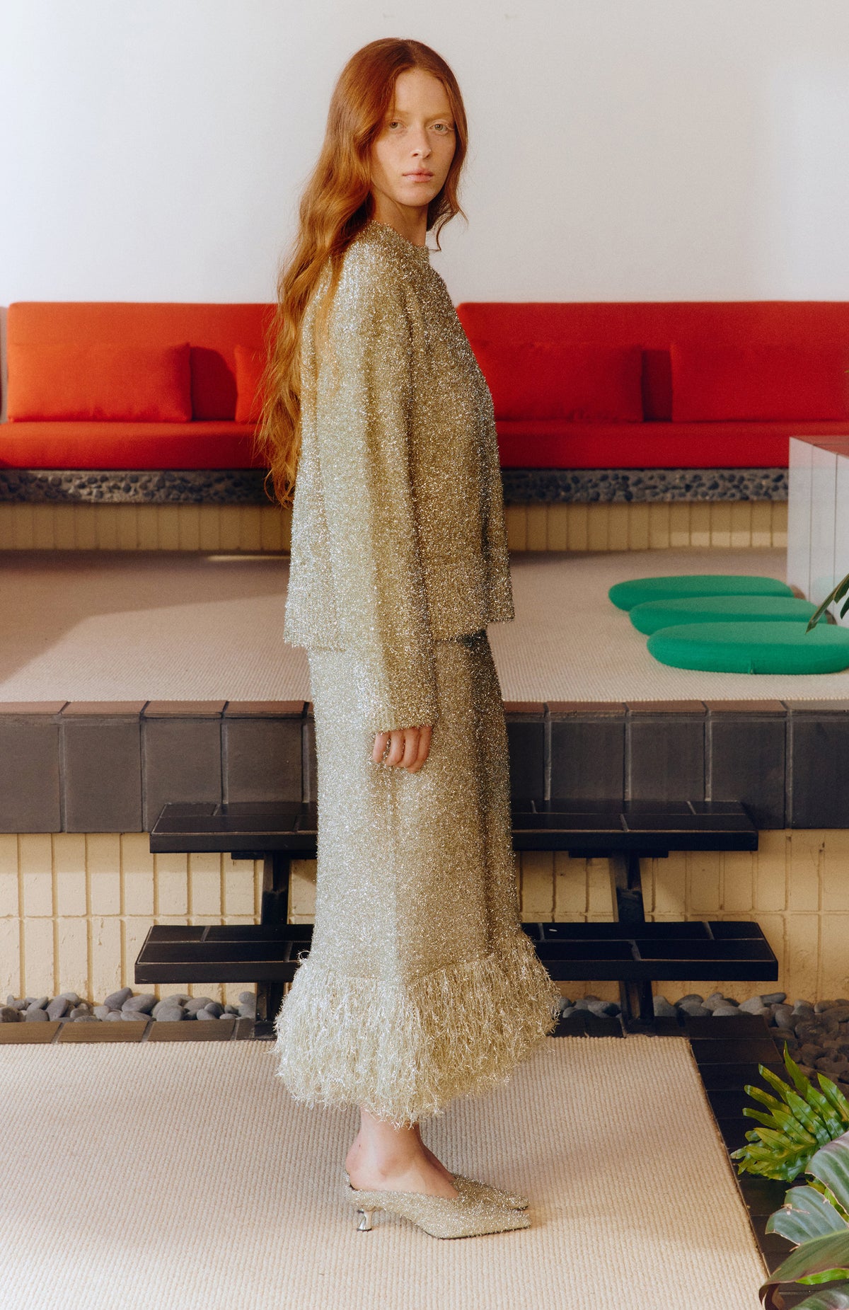Brink Tinsel Knit Skirt In Satellite Silver