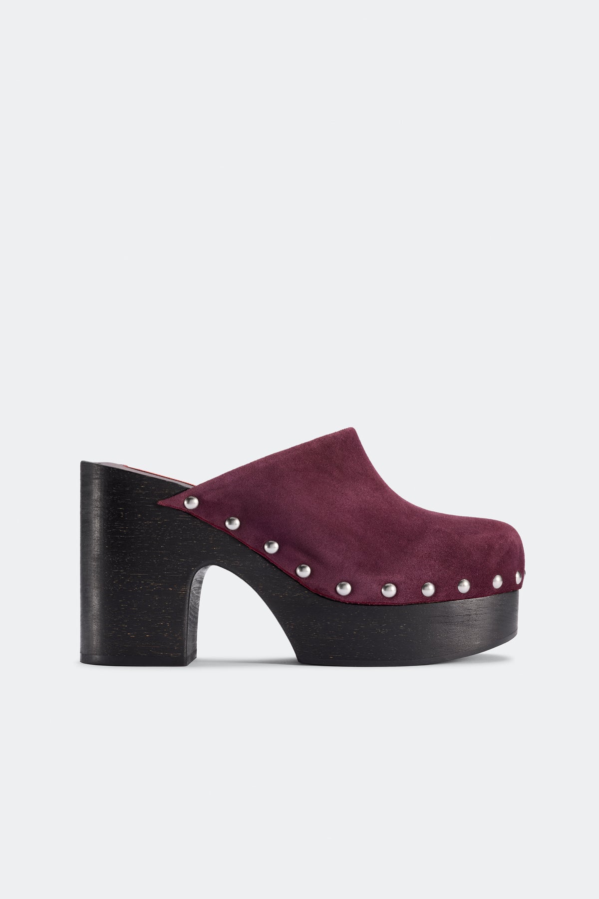 Suede Sol Platform Clog In Bordeaux