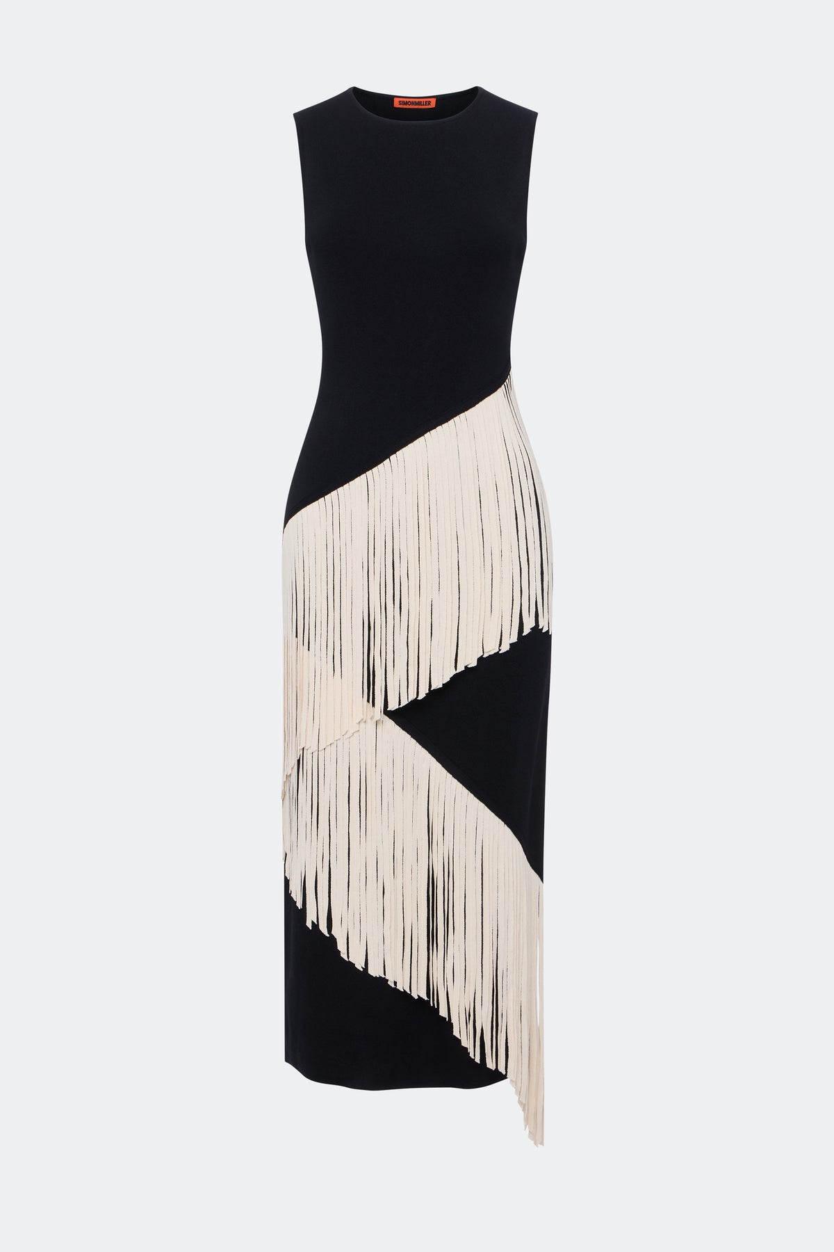 Spiral Knit Dress In Black/Macadamia