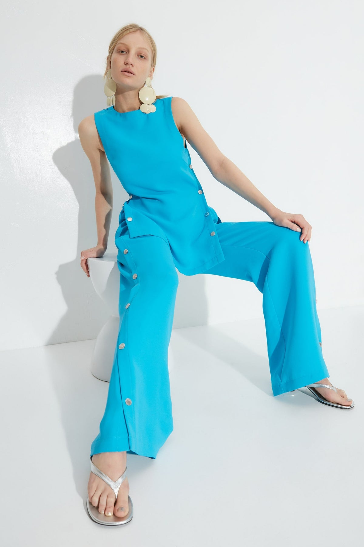 Zweeny Crepe Pant in Blue Lagoon