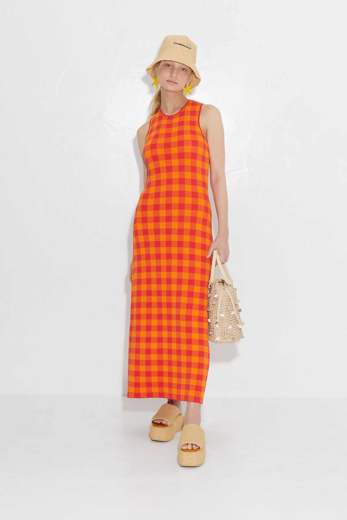 Knits By Axon Sleeveless Dress in Retro Red Gingham