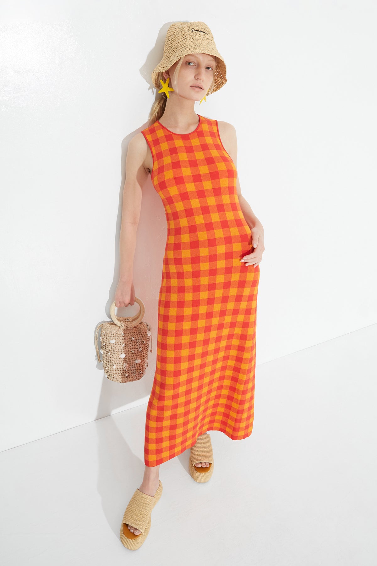 Knits By Axon Sleeveless Dress in Retro Red Gingham