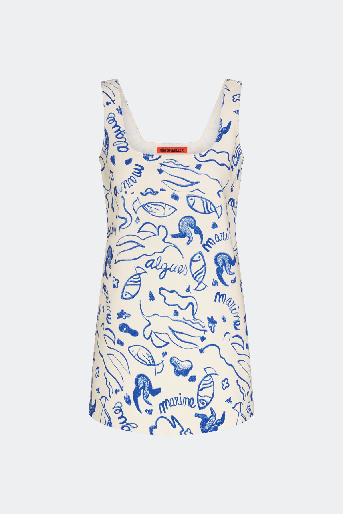 Sahara Printed Denim Dress In Marine Print